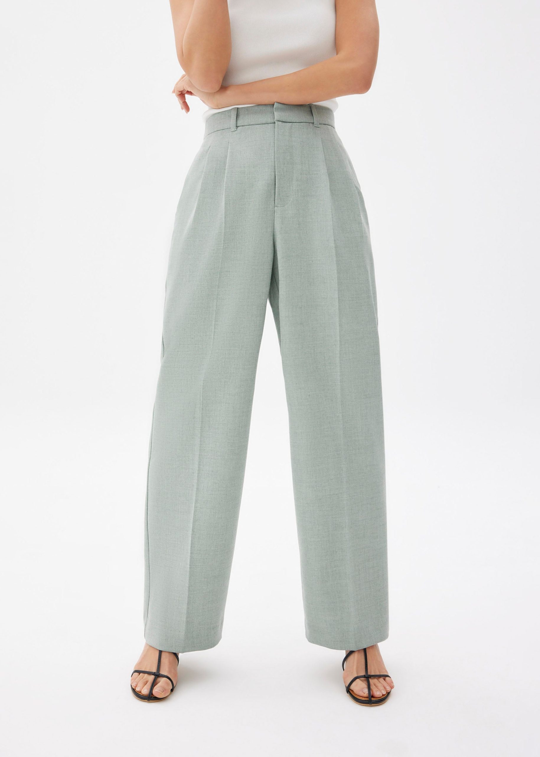 Lana Relaxed Melange Tailored Pants - Image 13