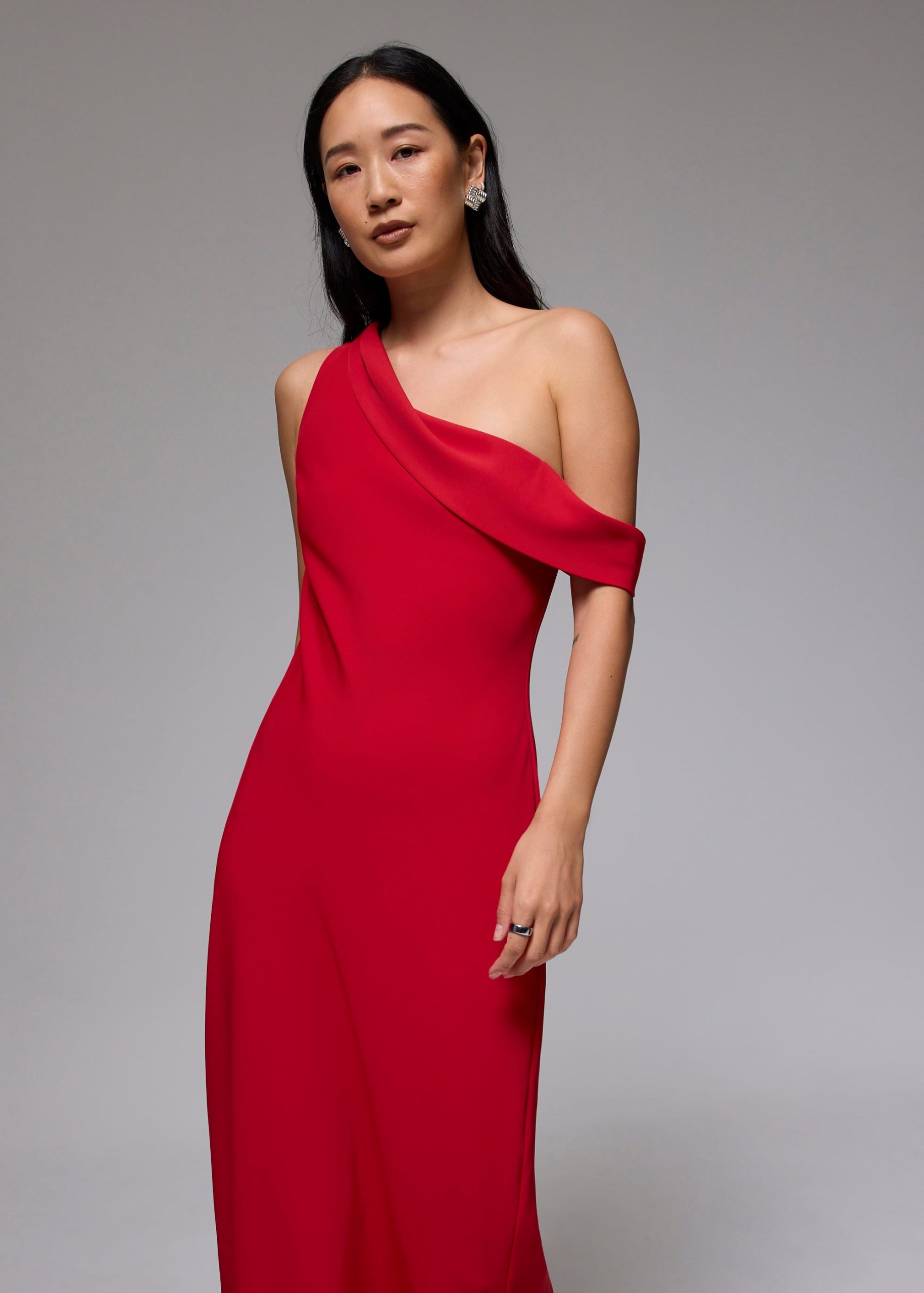 Asymmetric Bias Cut Midaxi Dress - Image 3