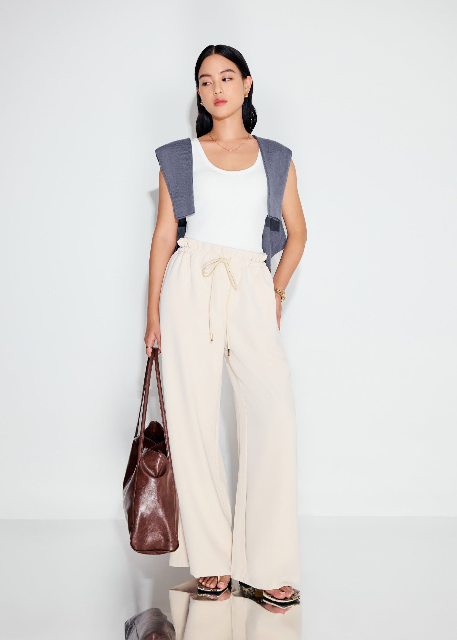 Elastic Drawstring Straight Leg Pants - Image 8