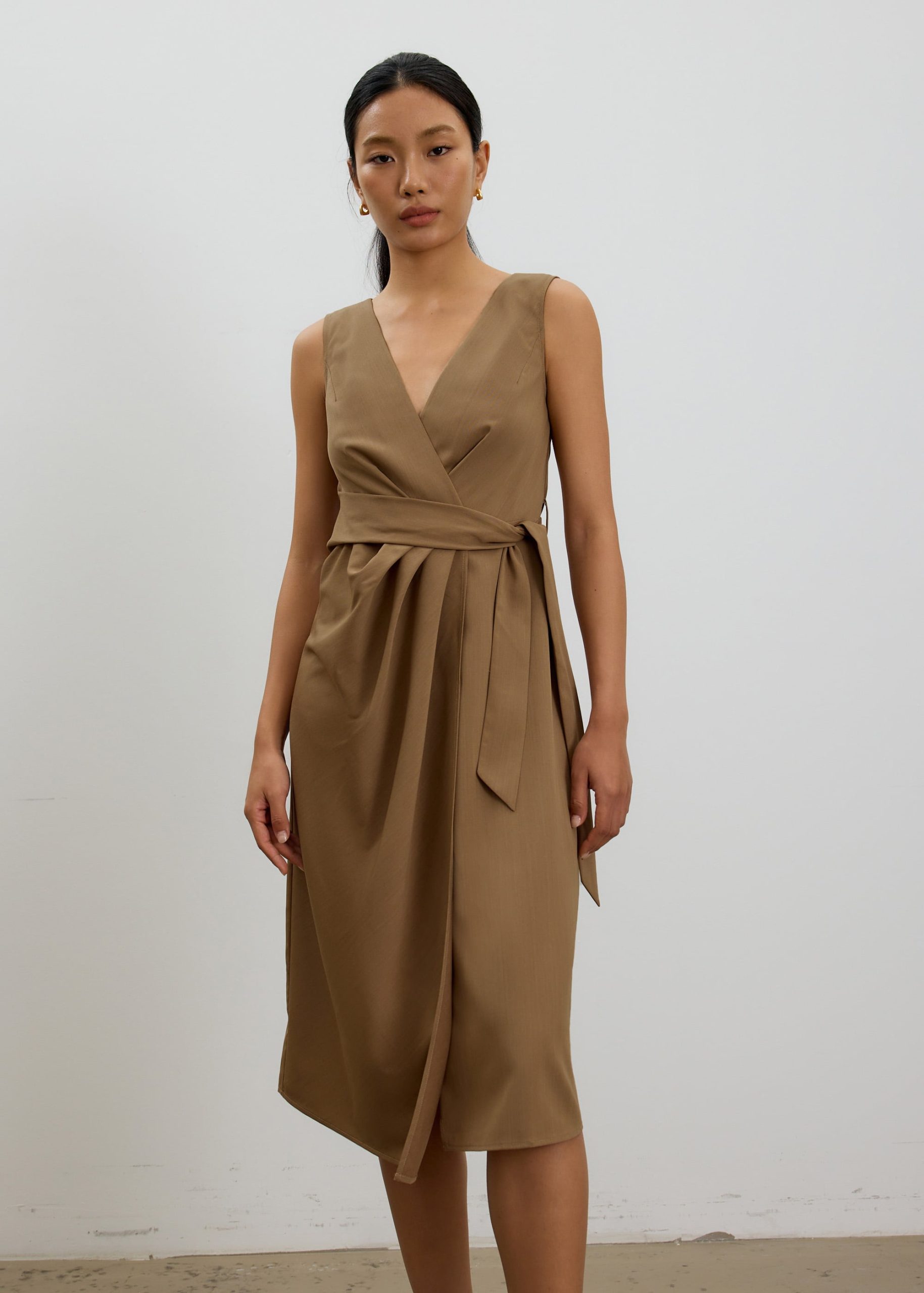 Eun V-neck Wrap Column Midi Dress - Image 8