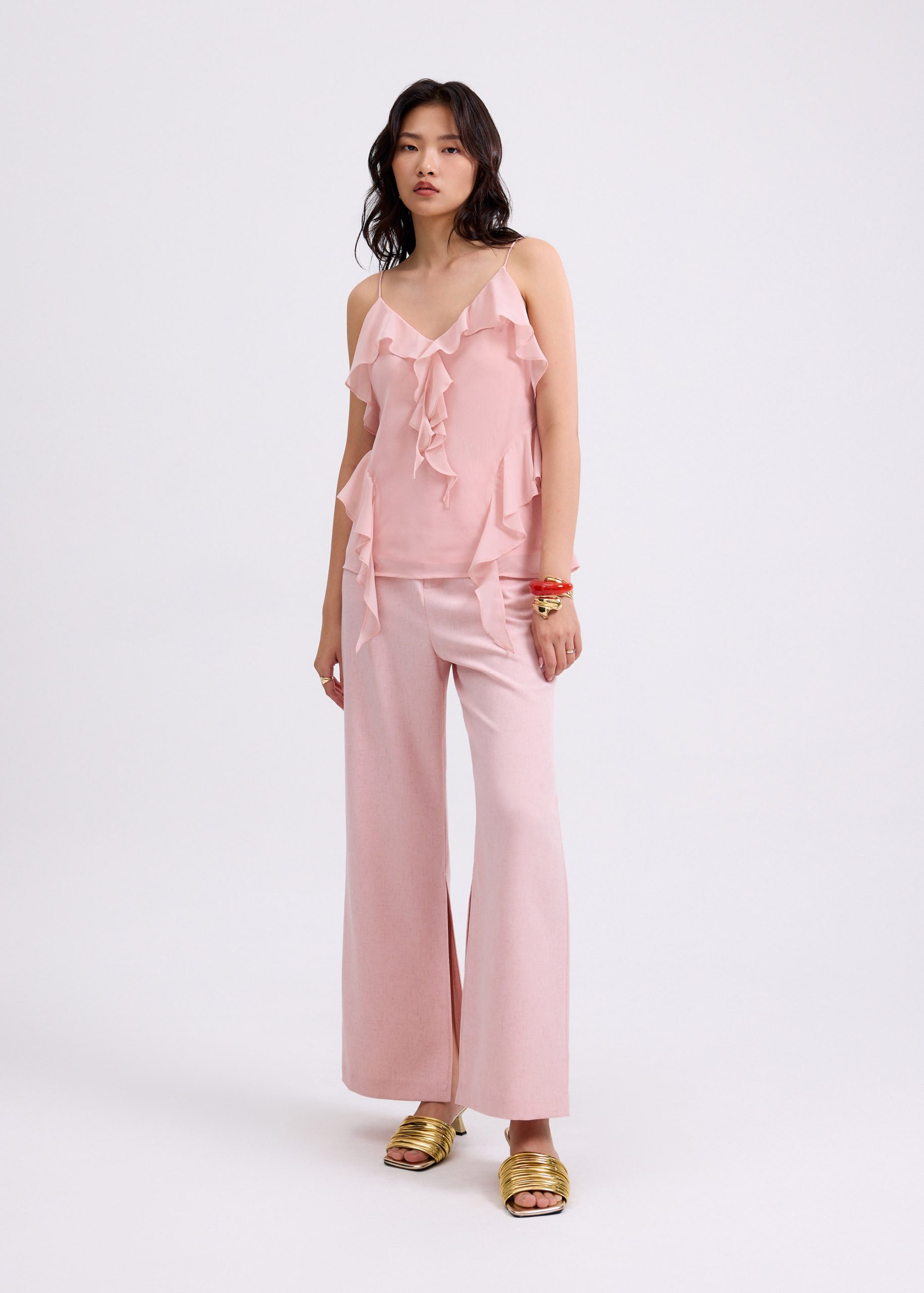 Georgette V-neck Frill Camisole - Image 3