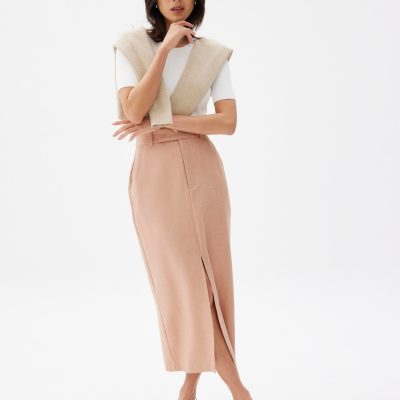 Iman Tailored Column Midi Skirt