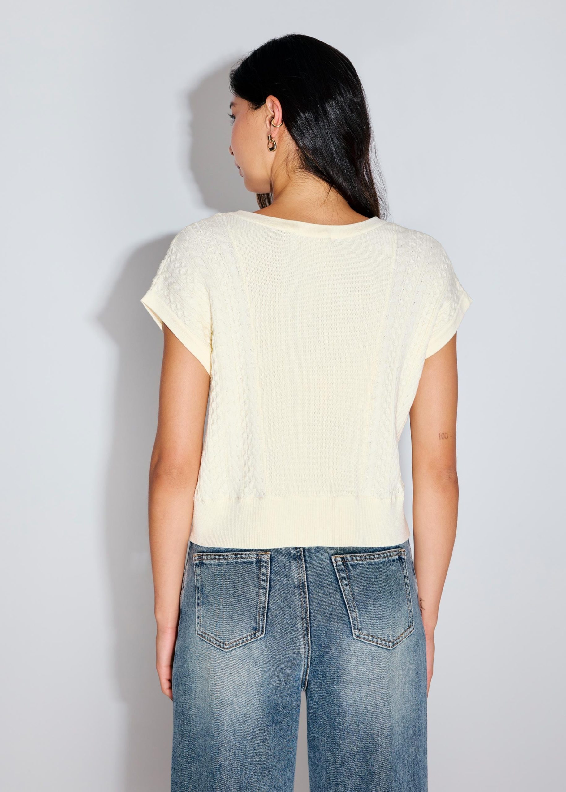 Relaxed Pearl Embellished Cable Knit Shell Top - Image 17