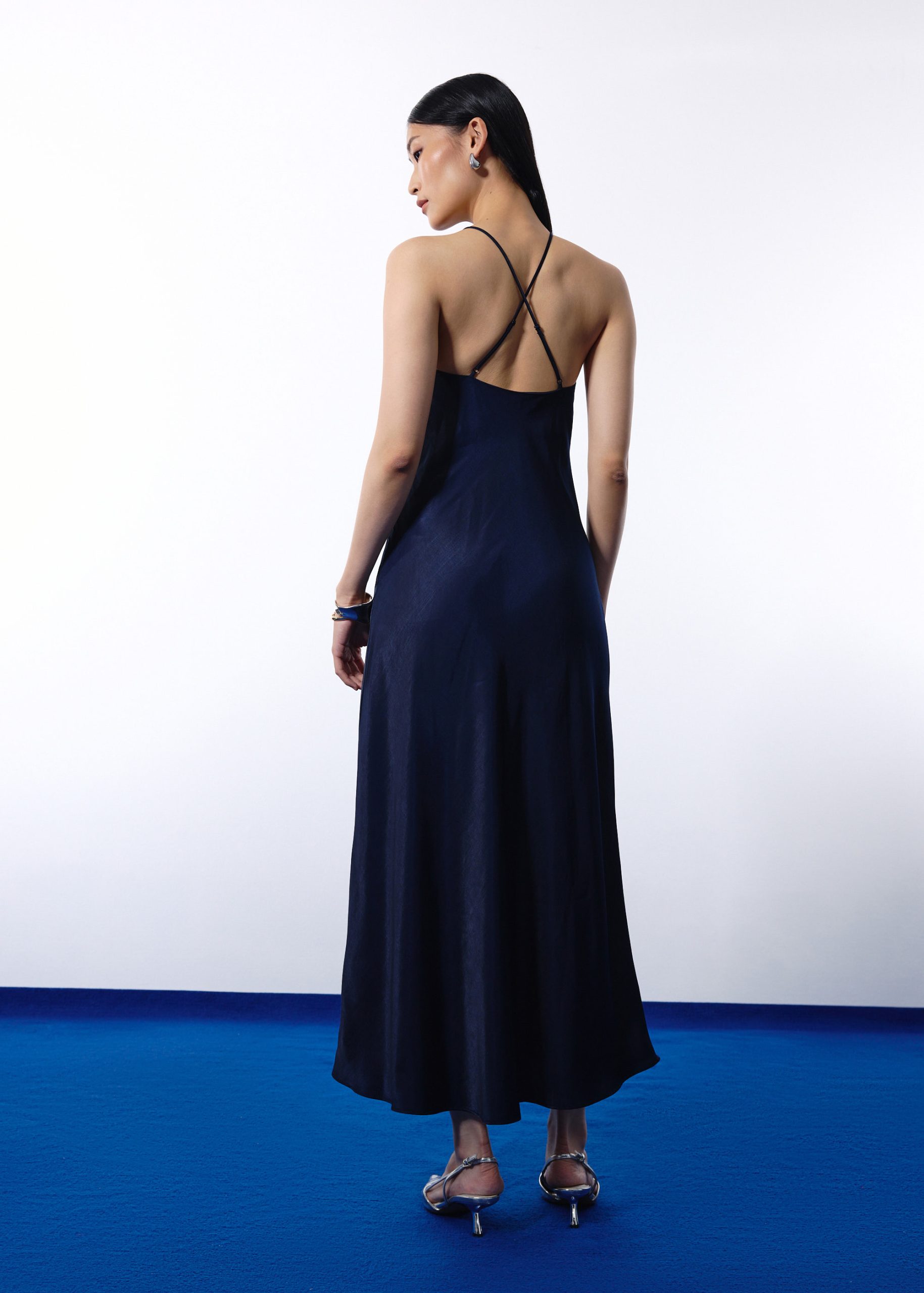 BraFree by LB Satin Halter Bias Cut Maxi Dress - Image 7