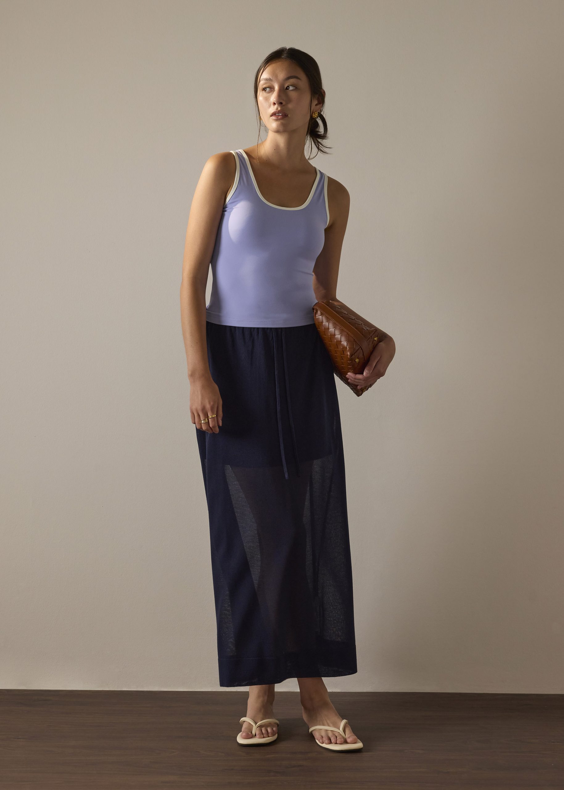 Sheer Knit A-line Maxi Skirt - Image 9