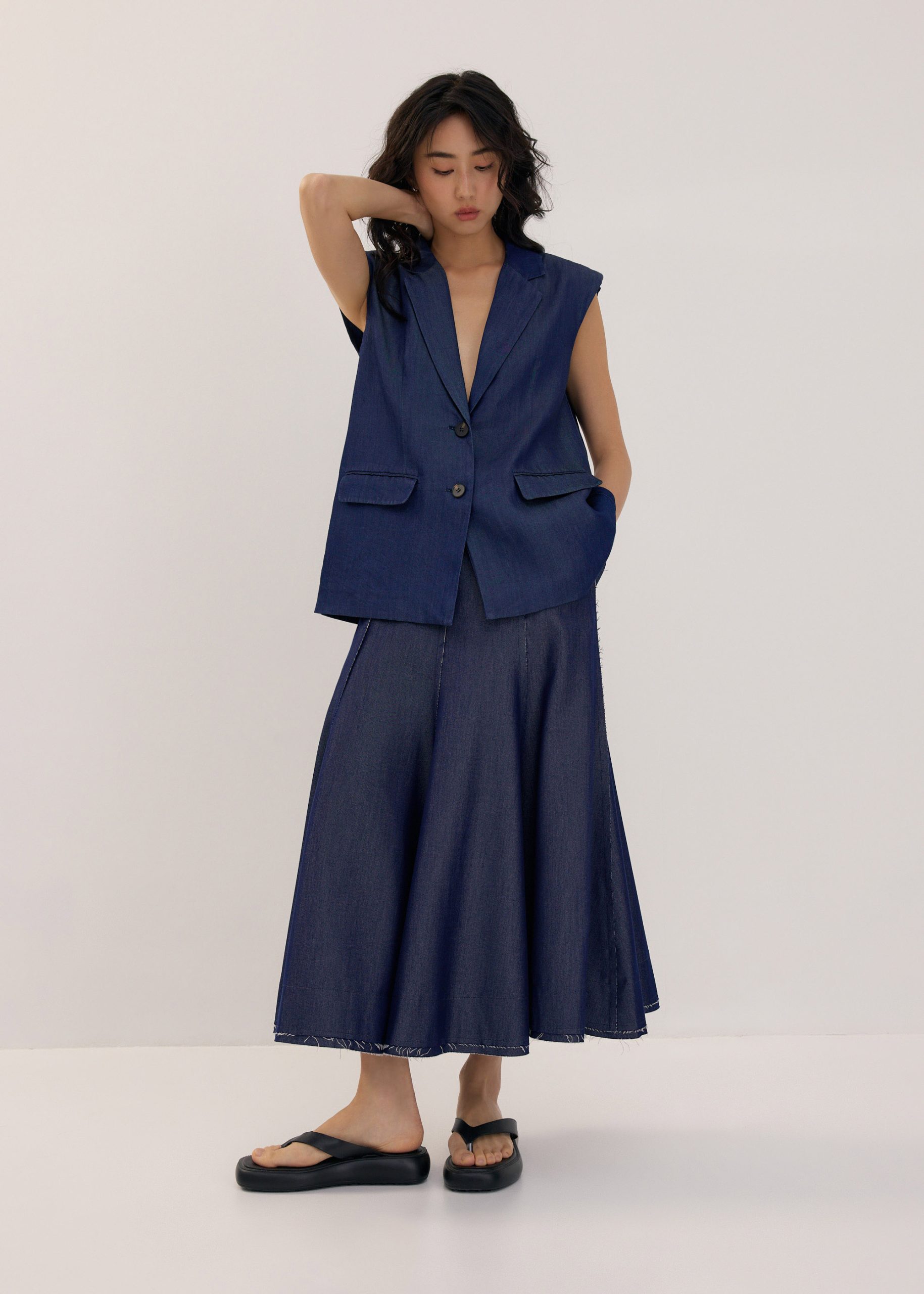 Chambray Flare Maxi Skirt - Image 4