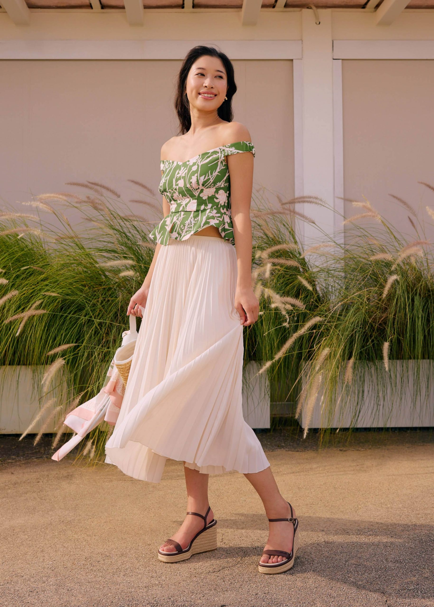 Off Shoulder Peplum Top in Tidal Blooms - Image 9