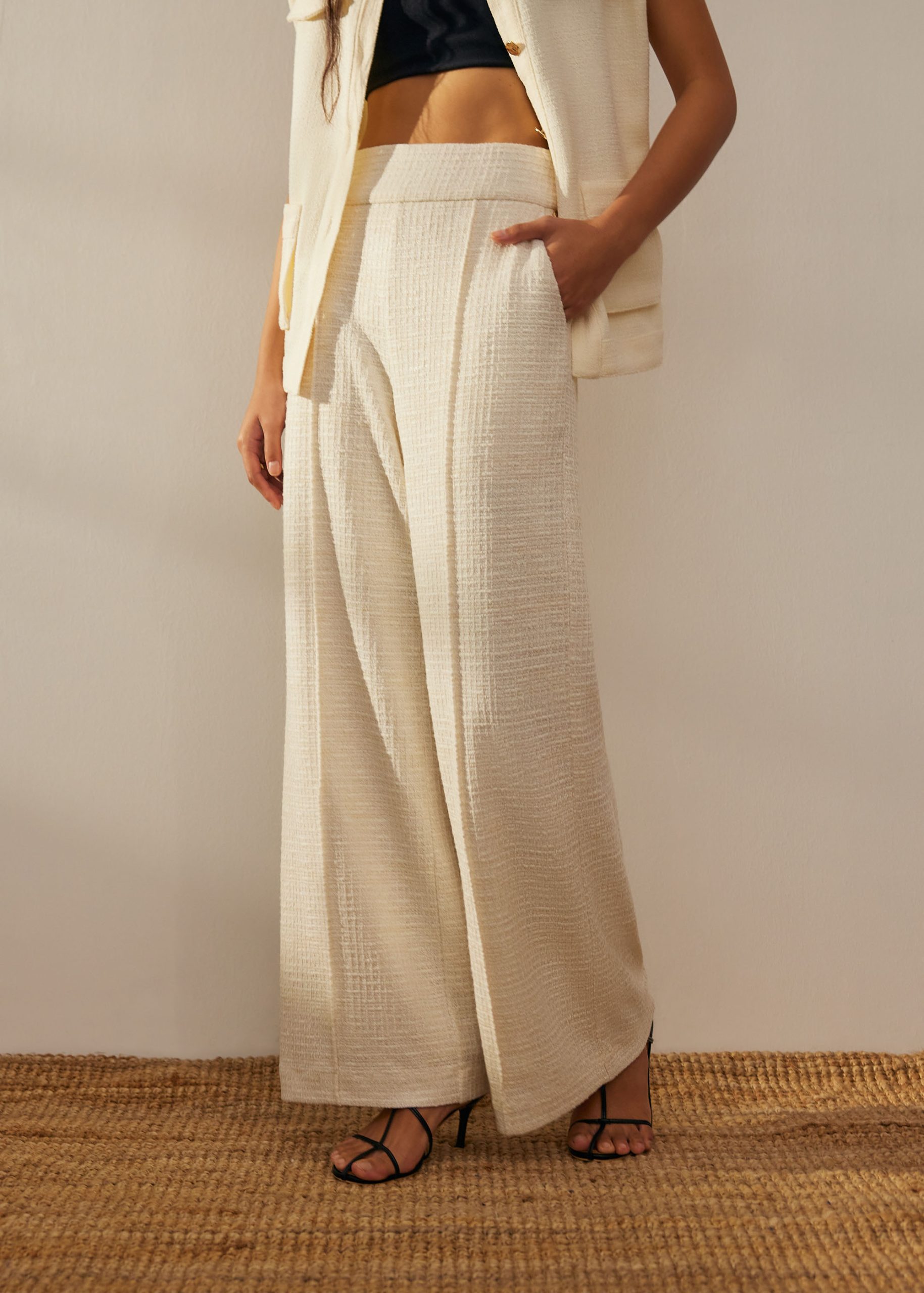 Leggy??Tweed High Waist Wide Leg Pants - Image 2