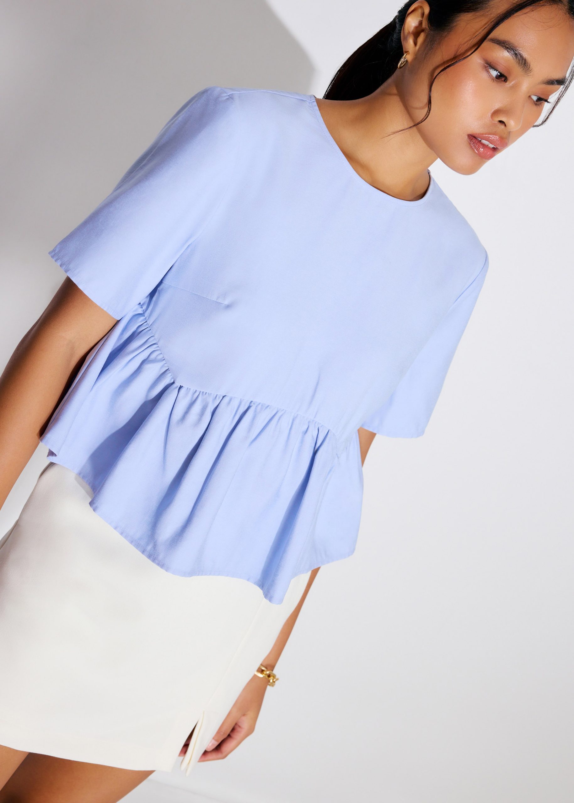 Round Neck Peplum Shell Top - Image 8