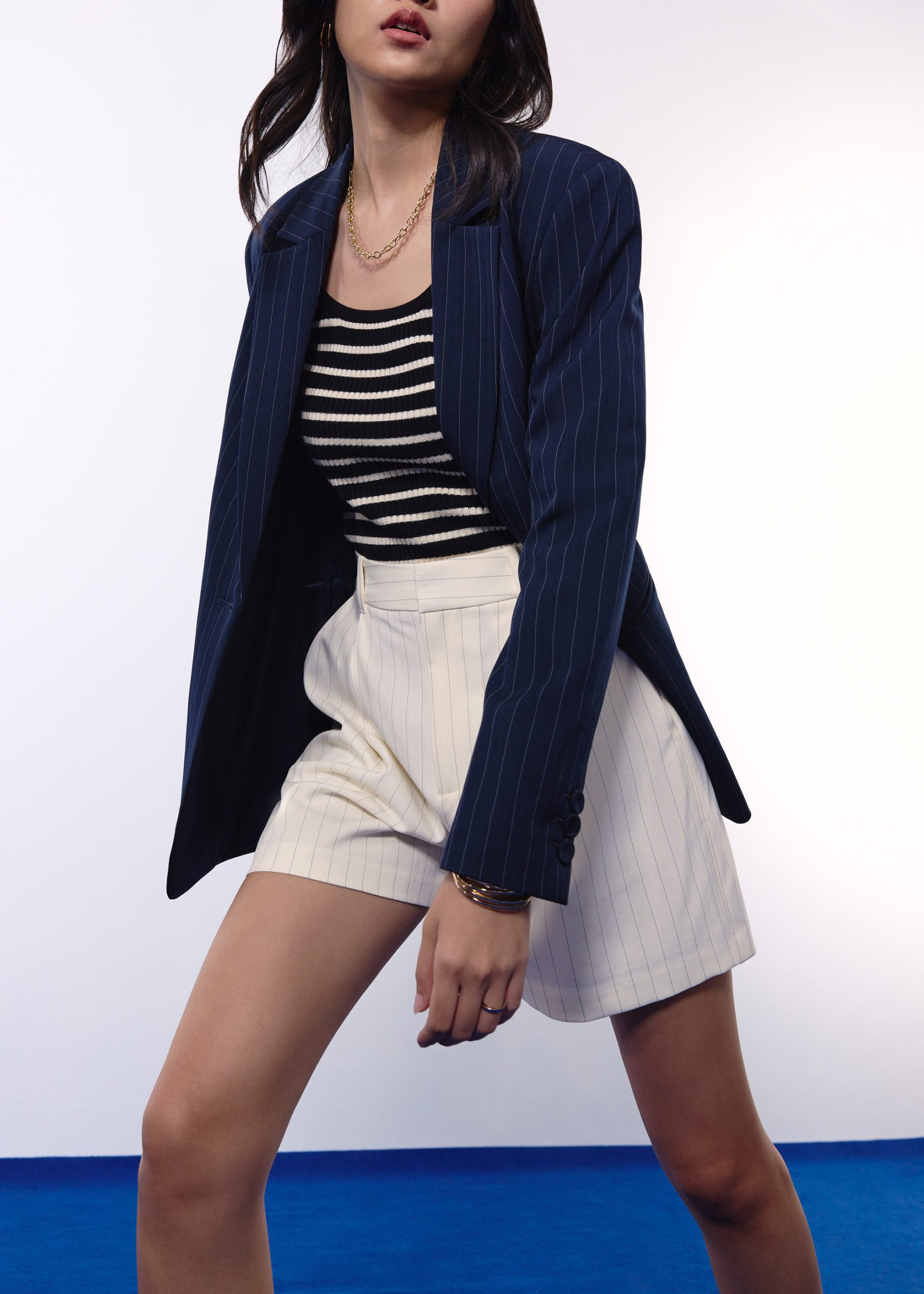 Lei Elastic Tailored Pinstripe Bermuda Shorts - Image 15