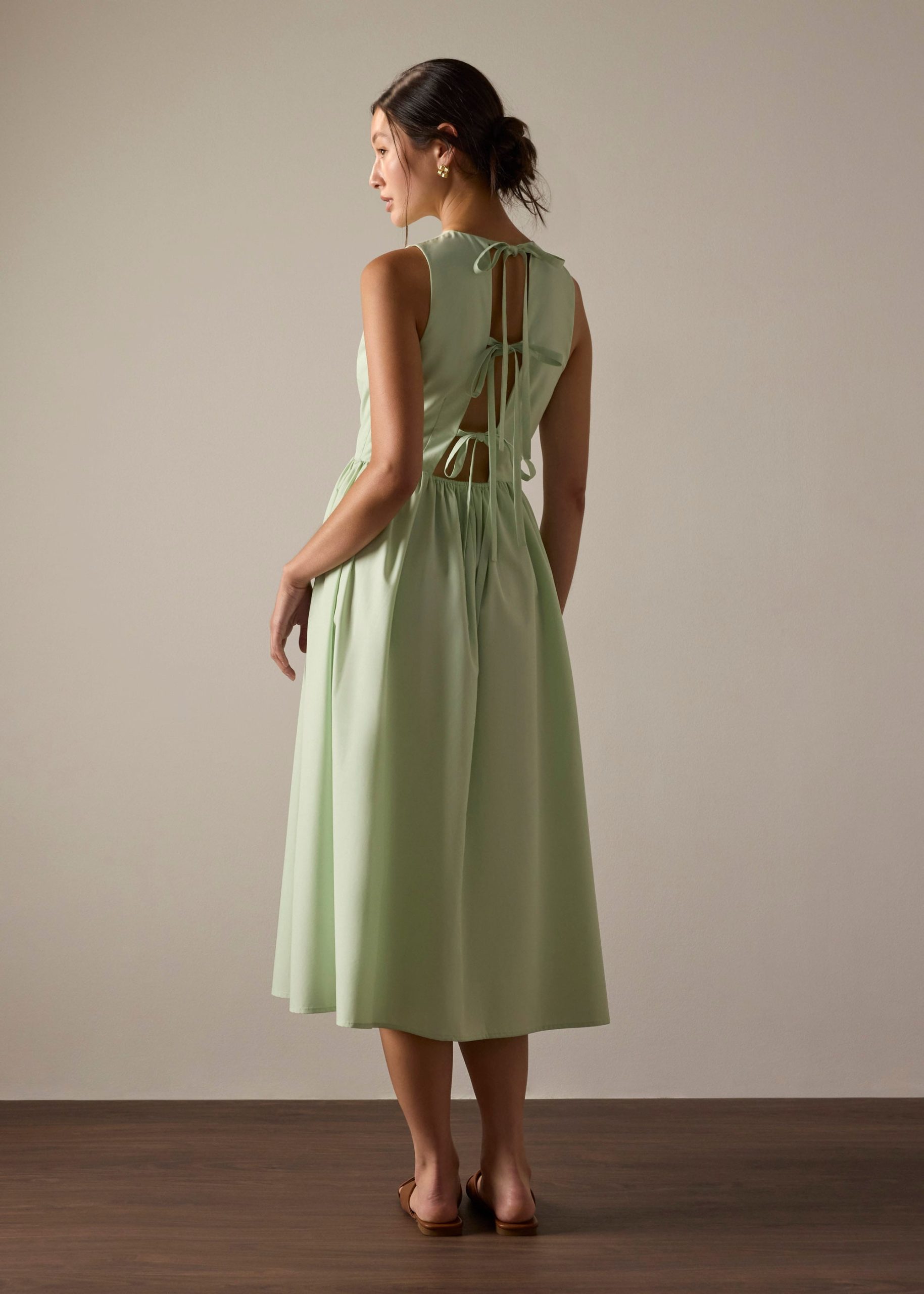 Cotton Open Back Tie Dress - Image 7