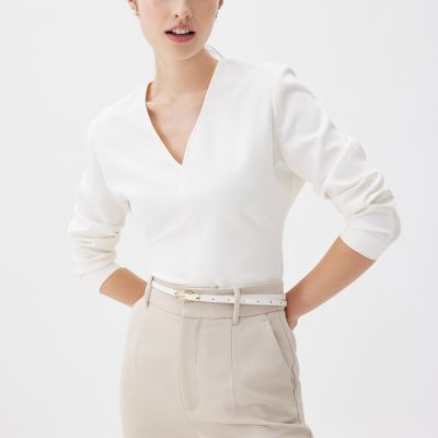 Moon Shoulder Padded V-neck Top