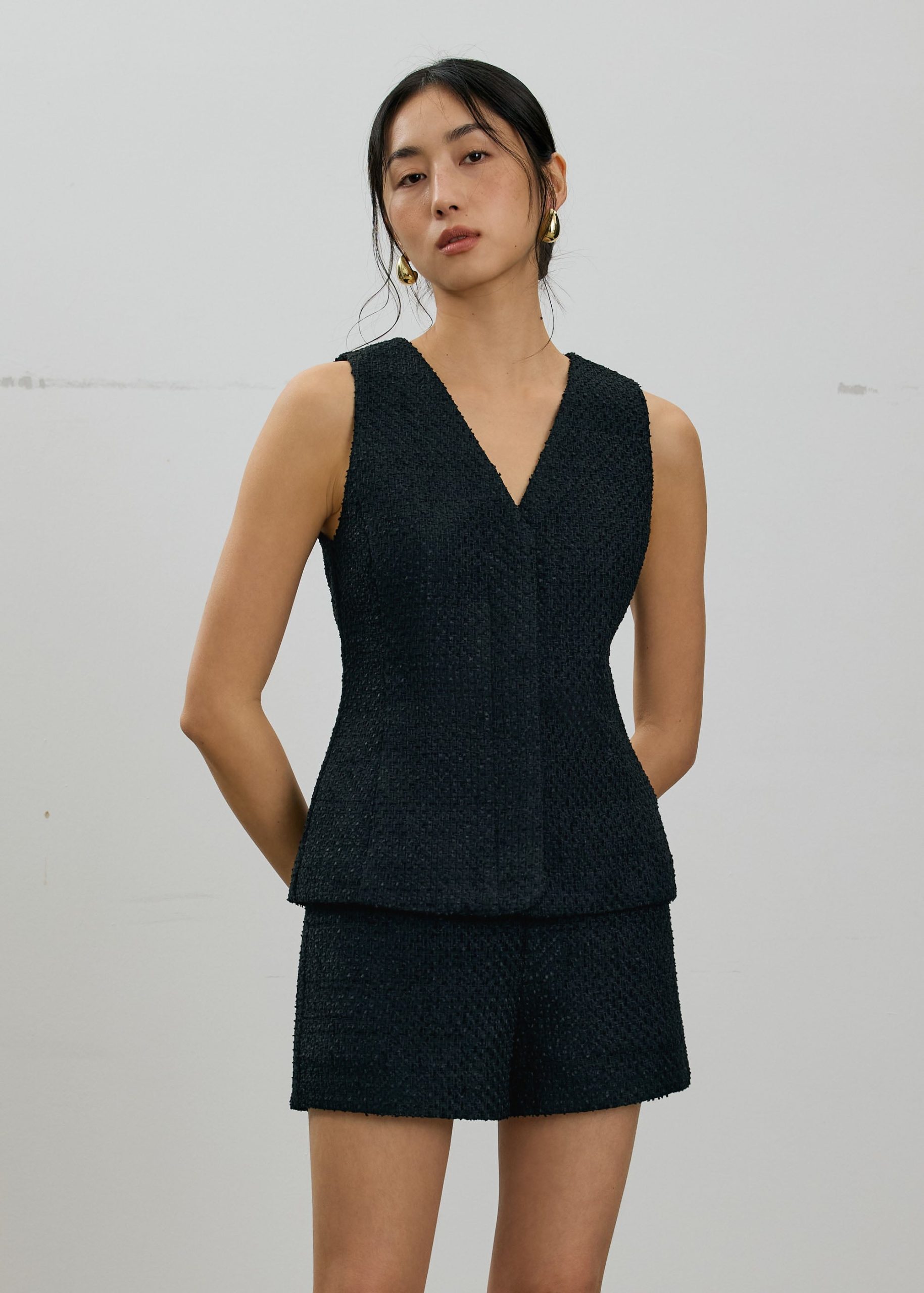 Fumiko Ribbon Tweed Vest Top - Image 2