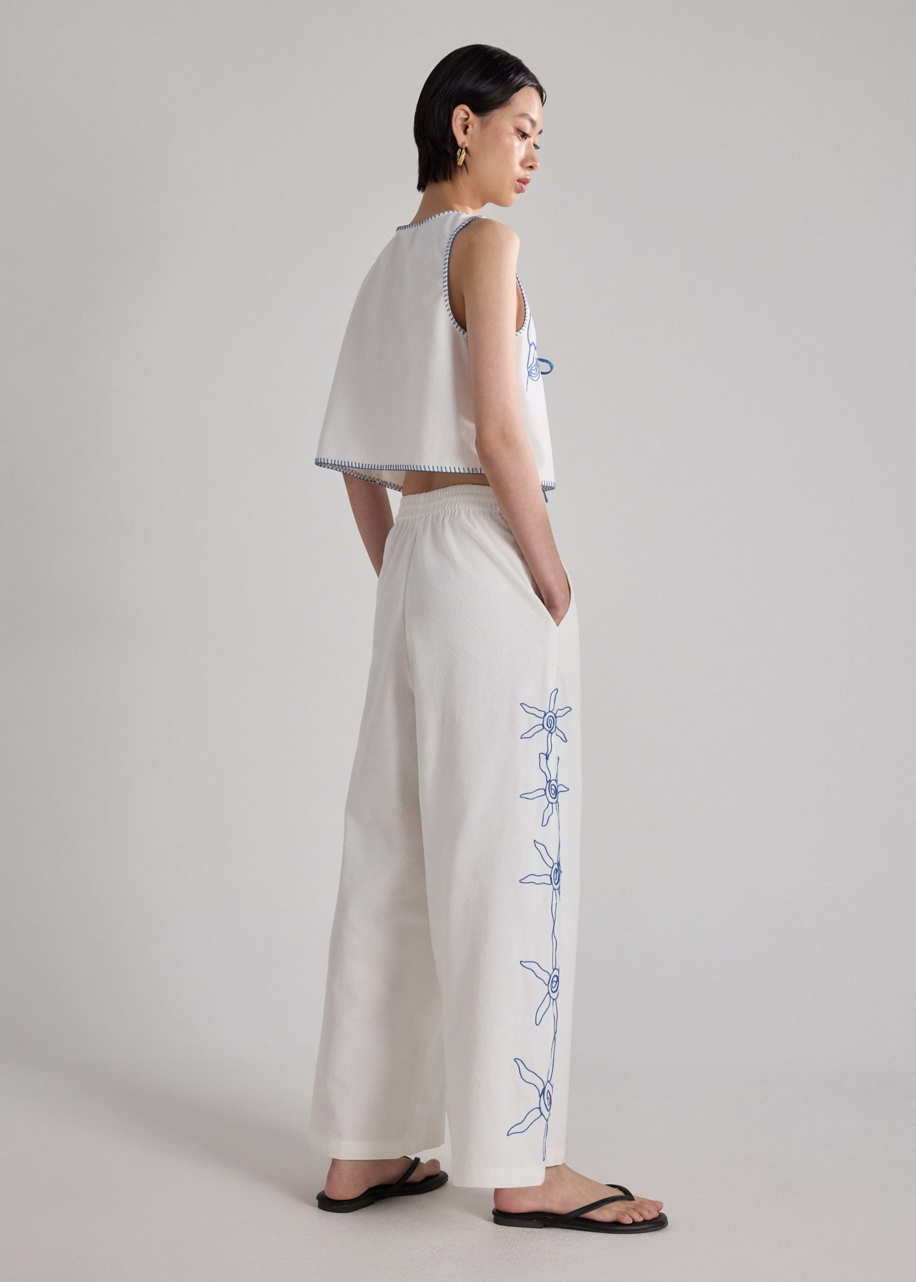 Drawstring Pants in Coastal Charm Embroidery - Image 10