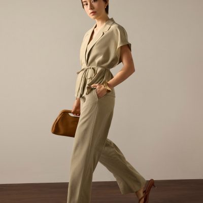 PETITE Leggy??Pia Adjustable Hem Elastic Melange Straight Leg Pants