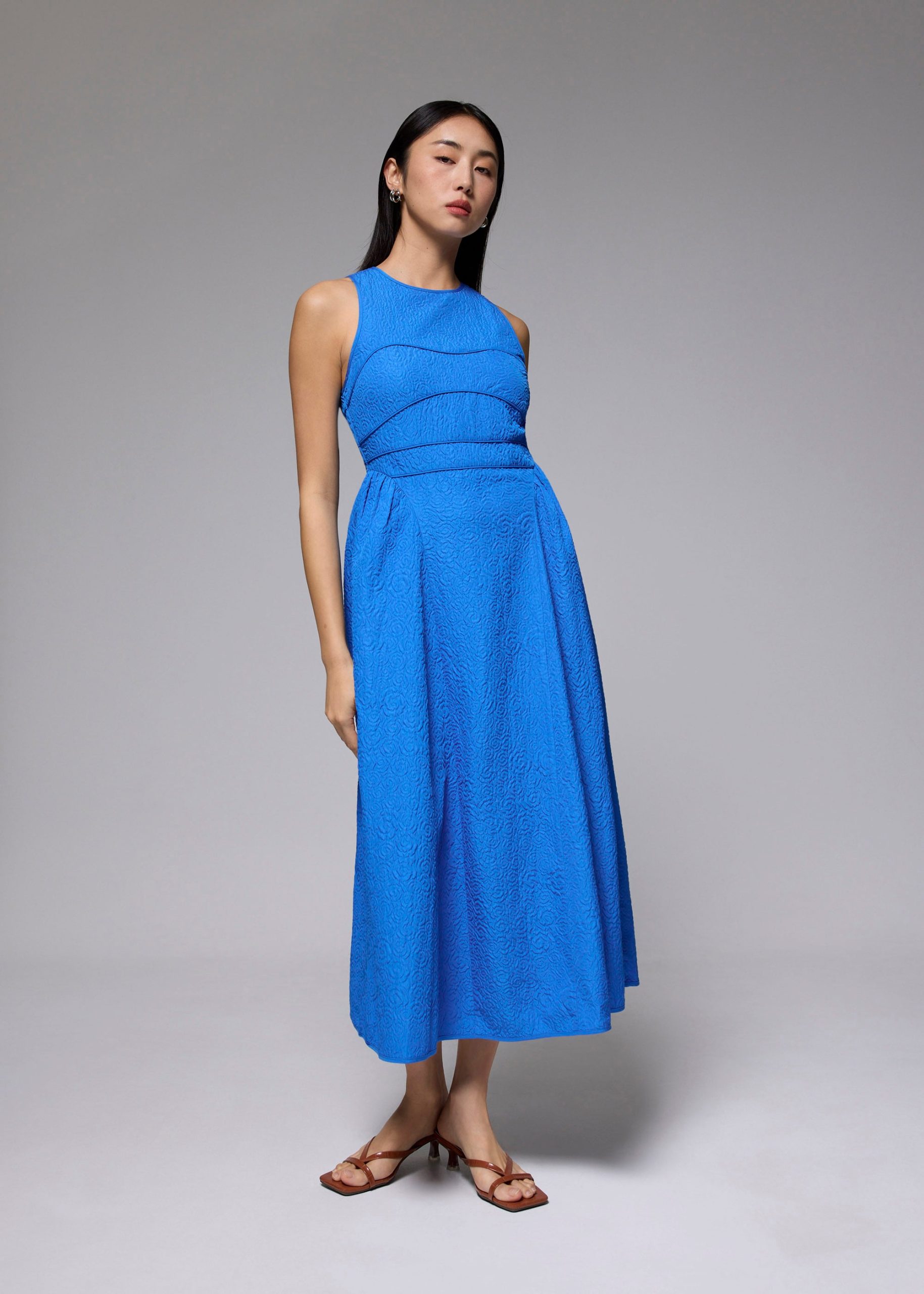 Jacquard Fit & Flare Midaxi Dress