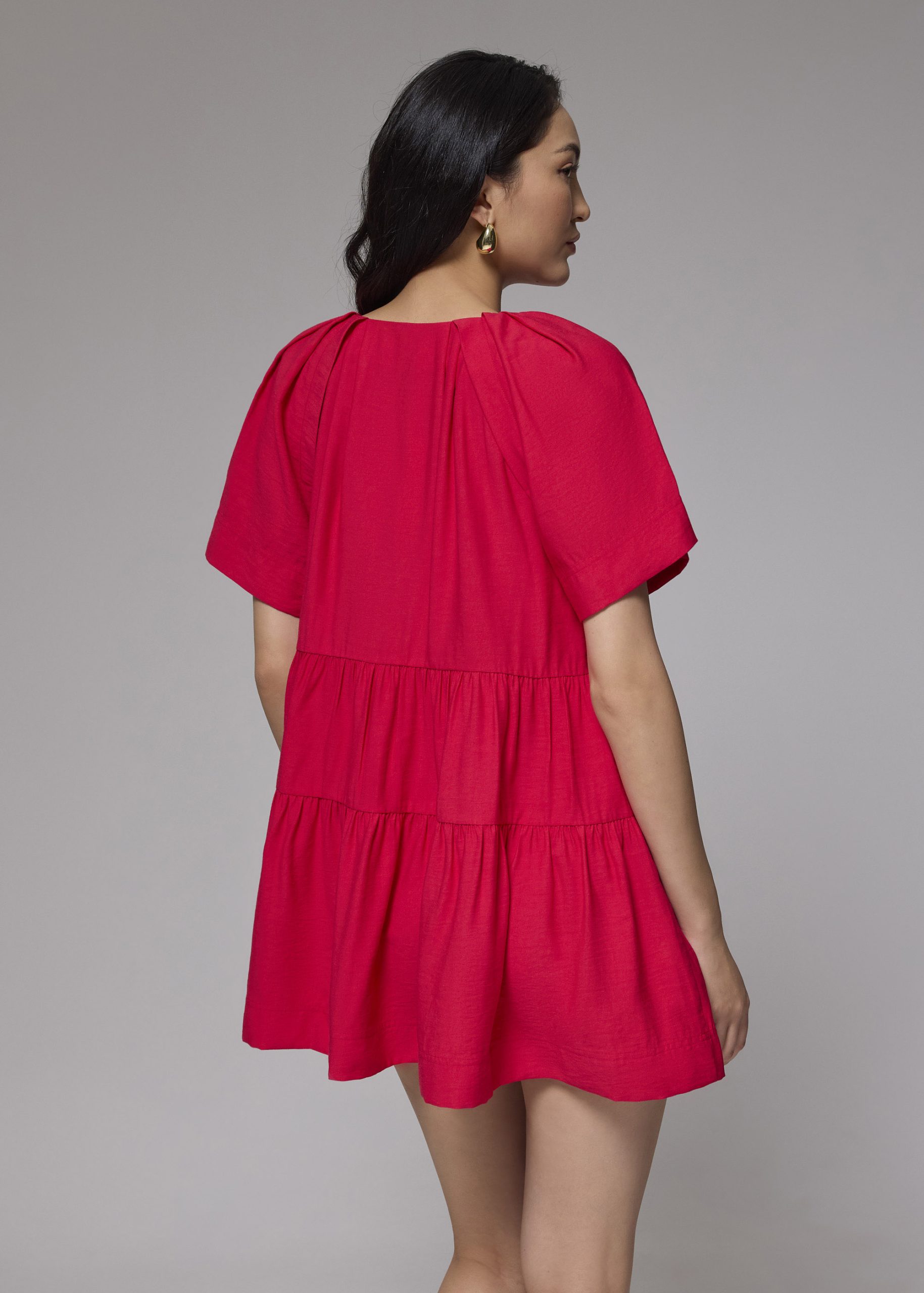 Rayon V-neck Trapeze Mini Dress - Image 11