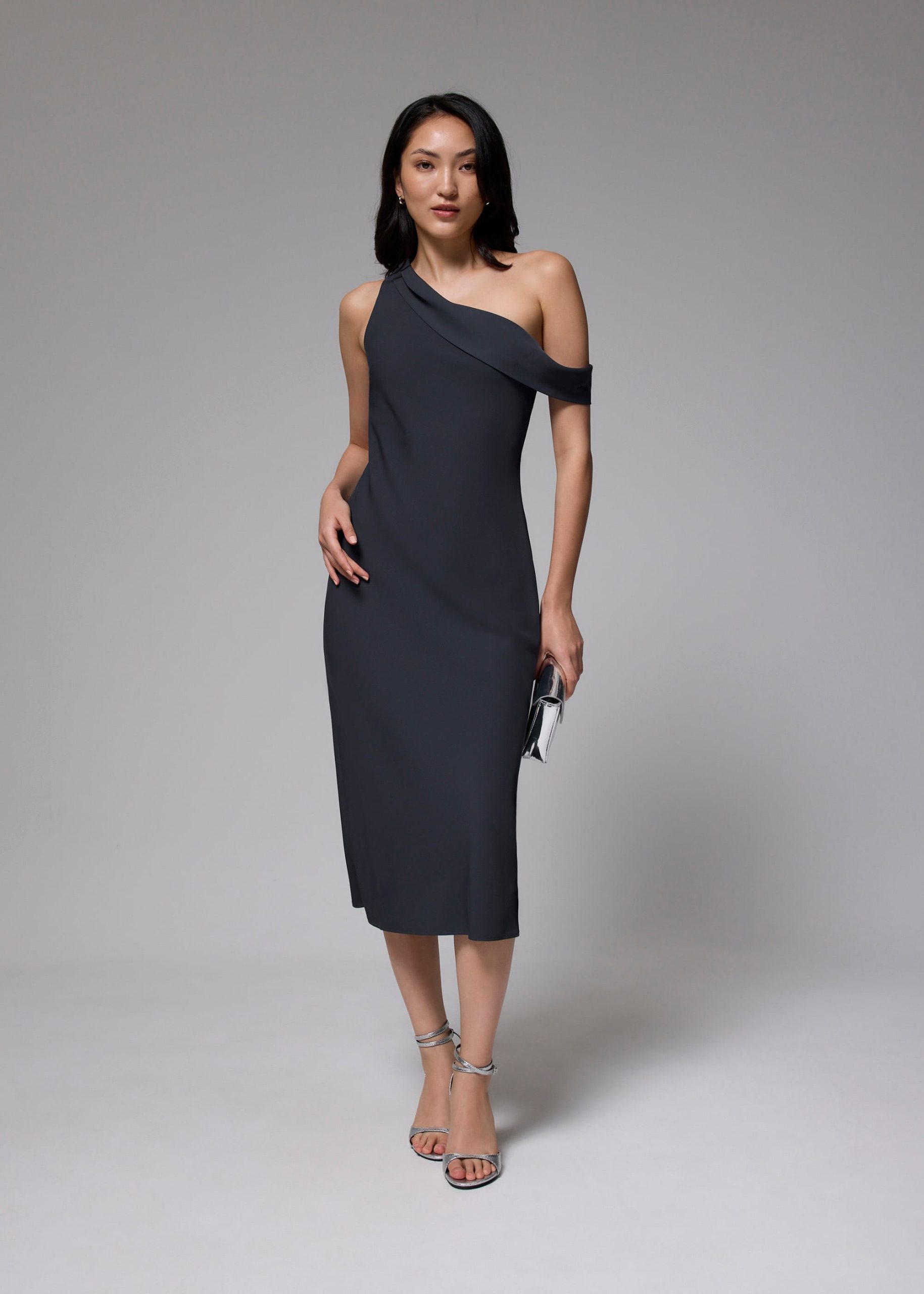 Asymmetric Bias Cut Midaxi Dress - Image 6
