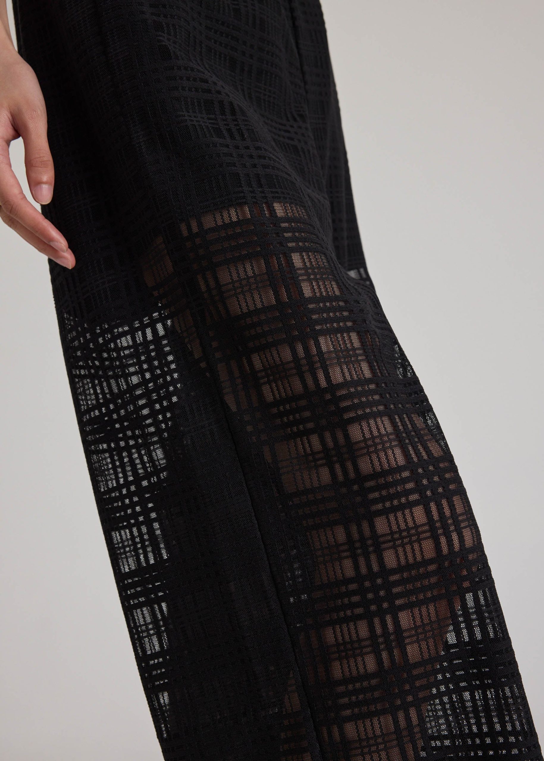 Sheer Check Kick Flare Pants - Image 4