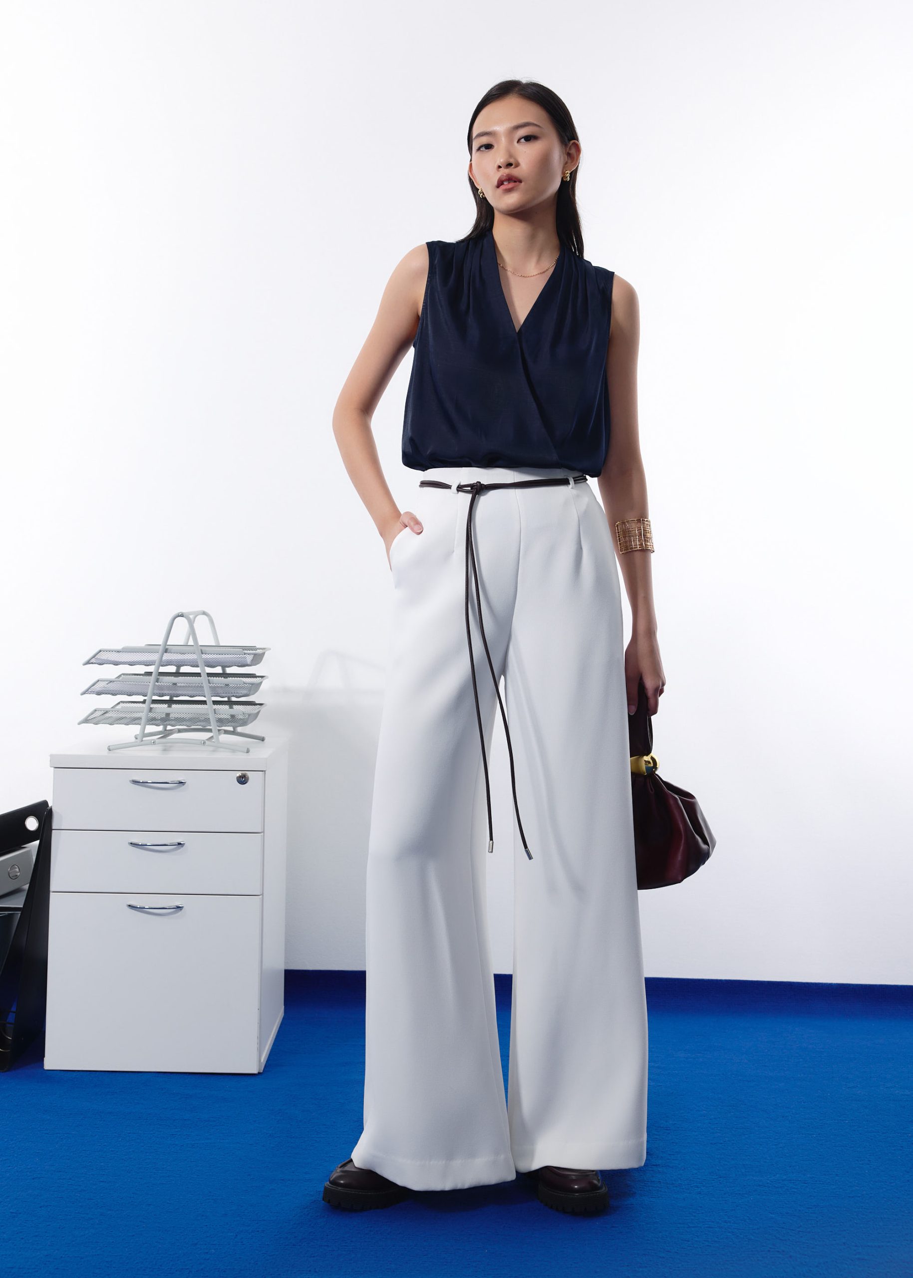 Ada Satin V-neck Wrap Top - Image 9
