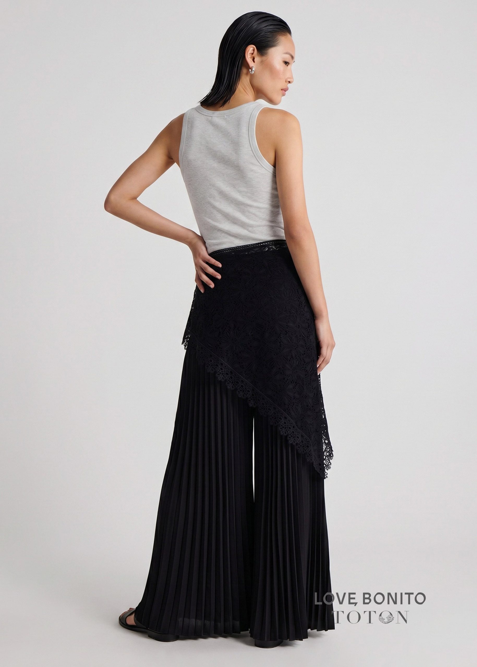 Love, Bonito x TOTON Leggy??Pleated Pants With Scarf - Image 4