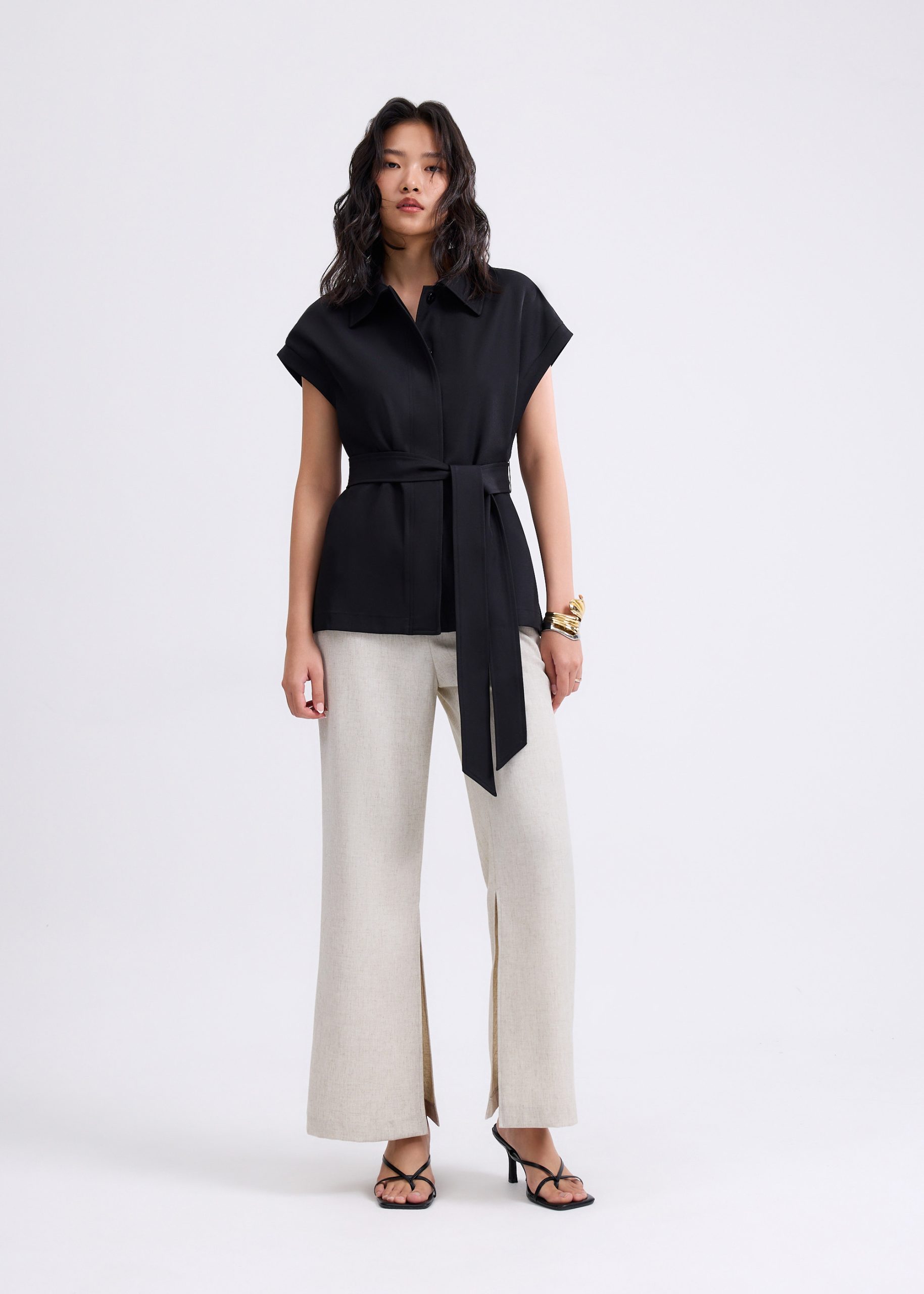 Aster Detachable Sash Tailored Tunic Vest Top - Image 3
