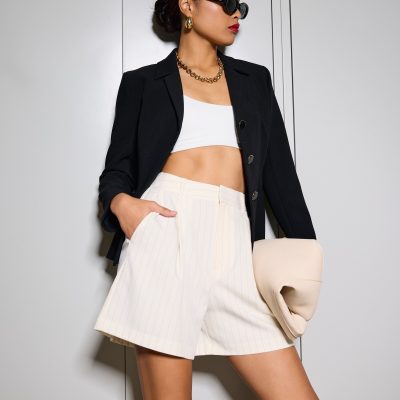 Lei Elastic Tailored Pinstripe Bermuda Shorts