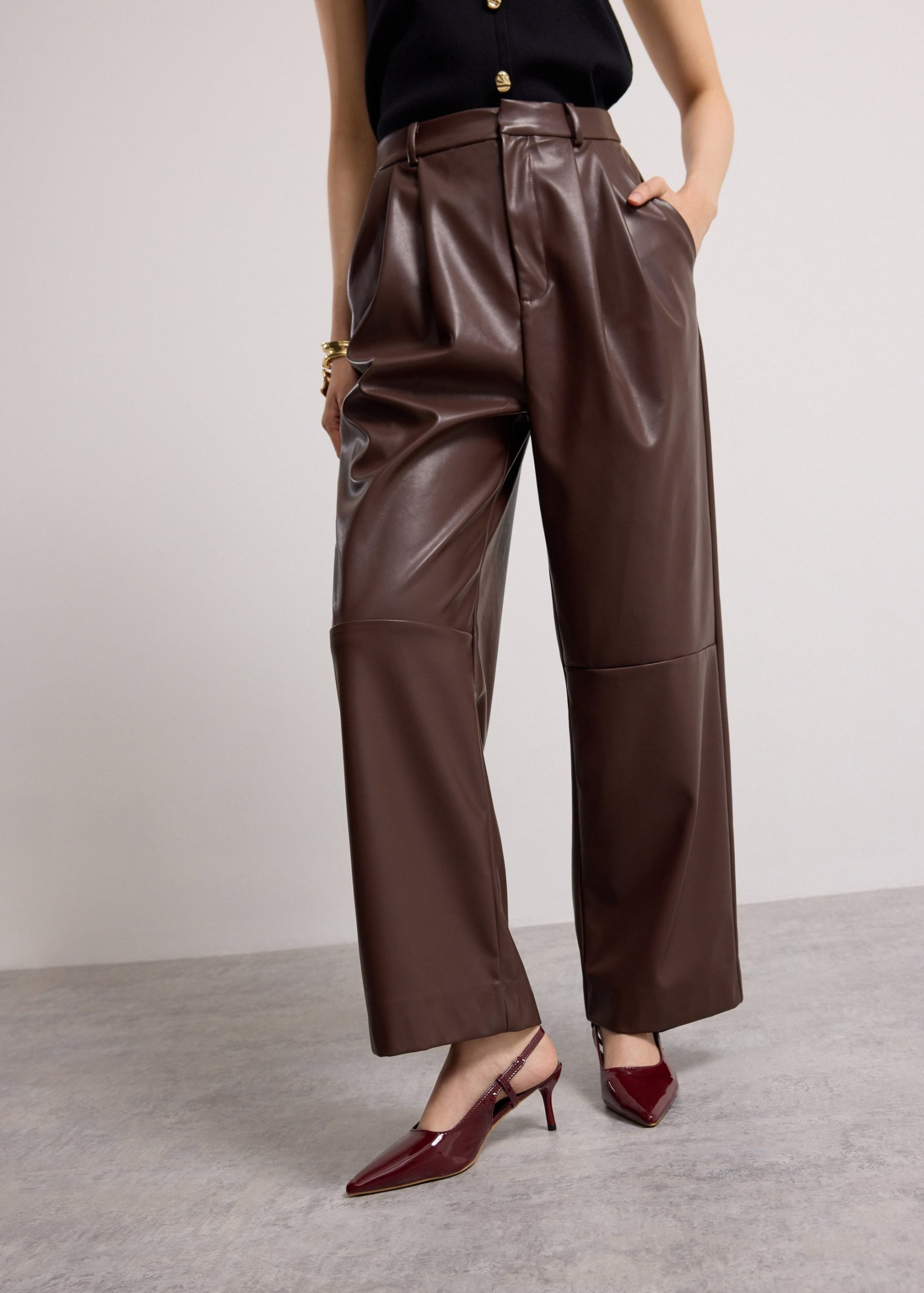 Martine Vegan Leather Straight Leg Pants - Image 3