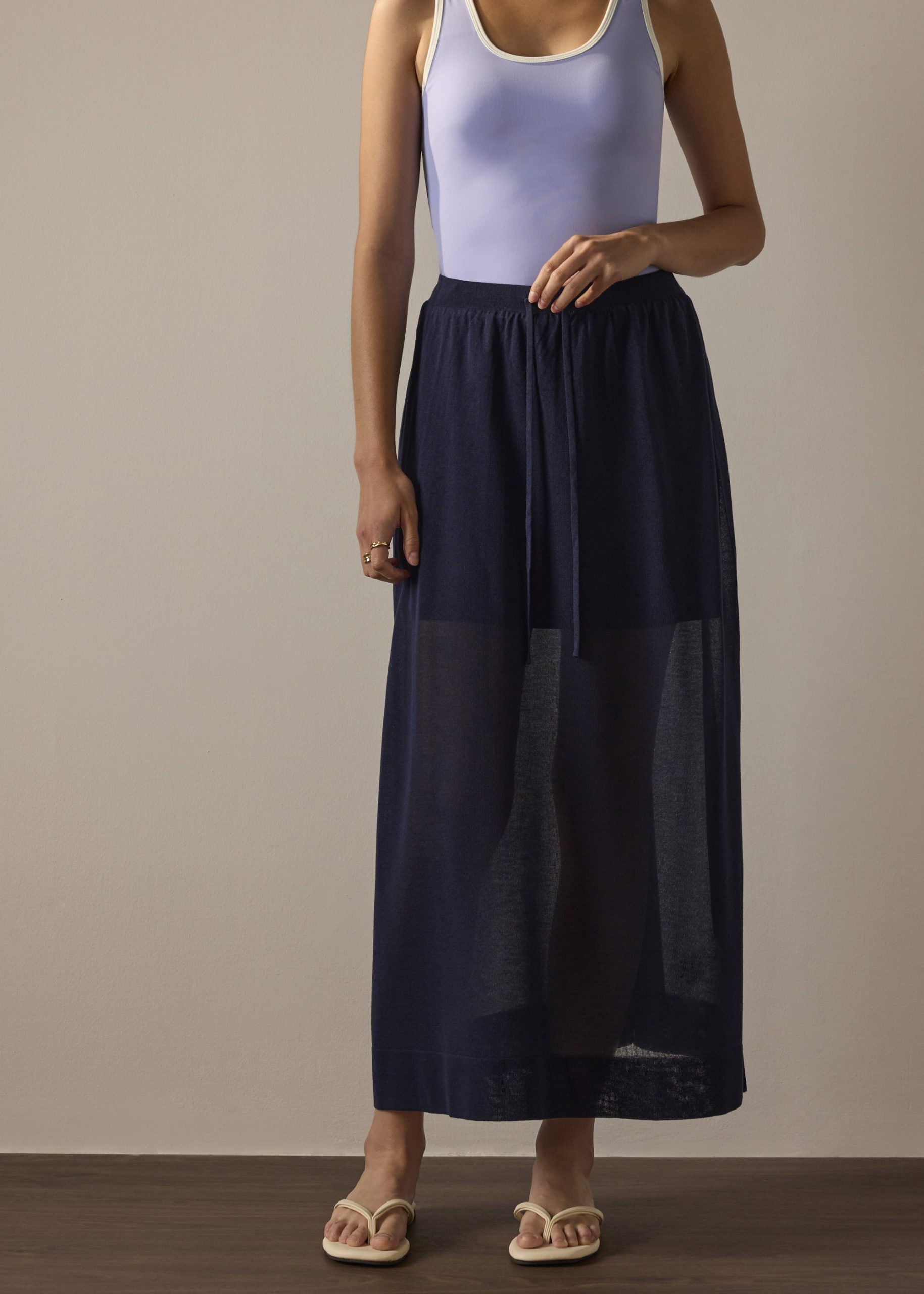 Sheer Knit A-line Maxi Skirt - Image 8