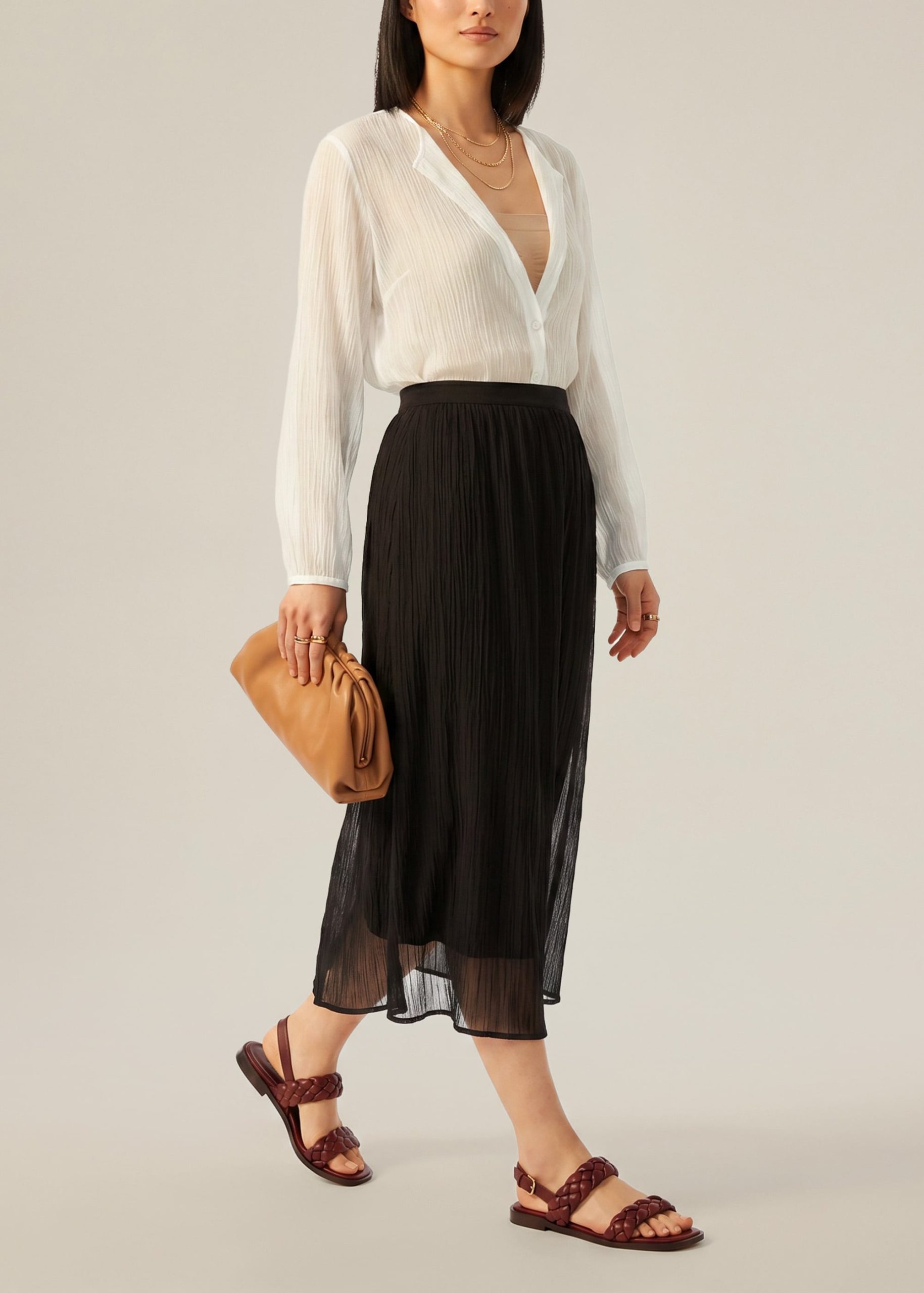 Viv Sheer Textured Column Skirt - Image 2