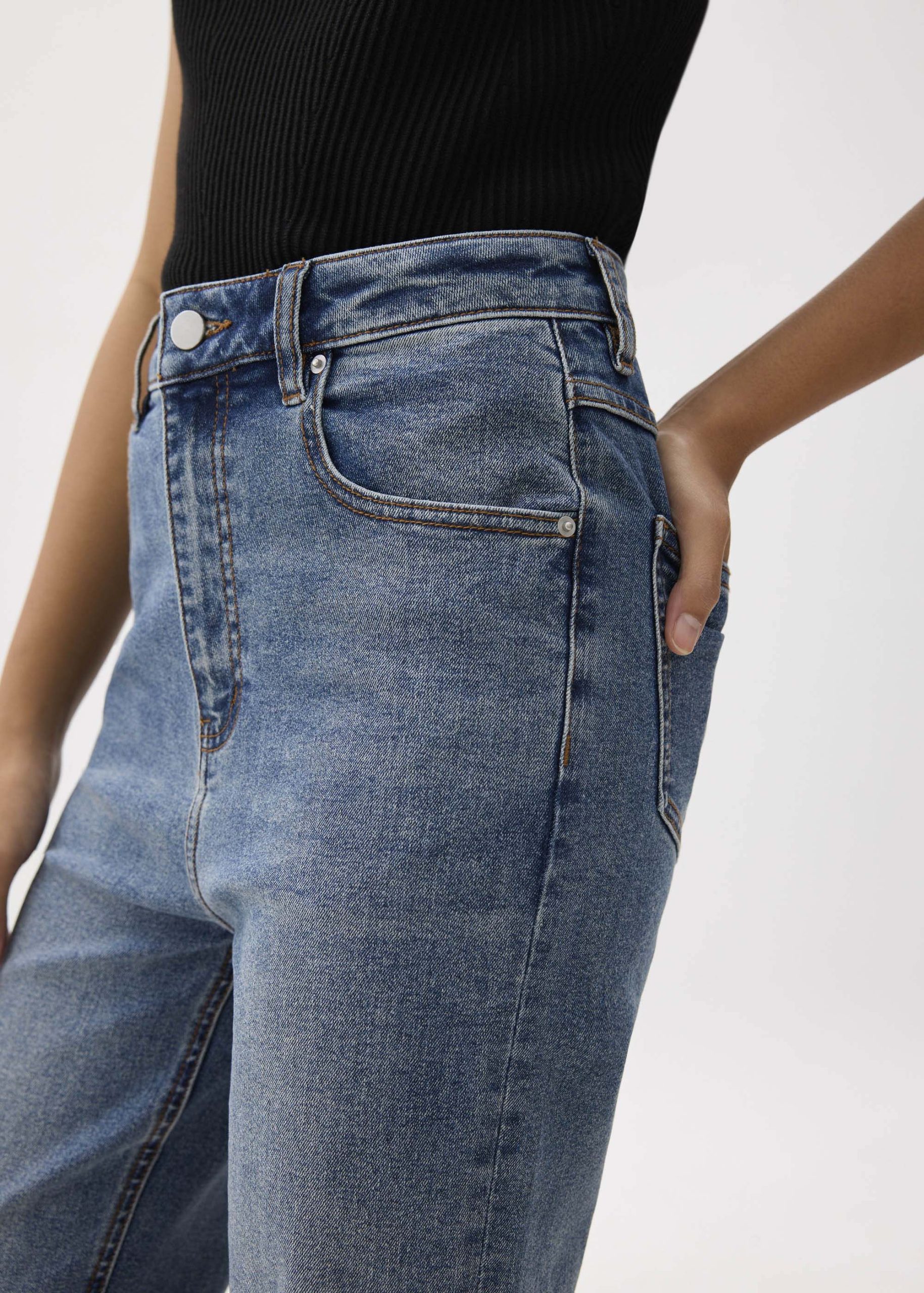 Denim Ankle Length Straight Leg Jeans - Image 9