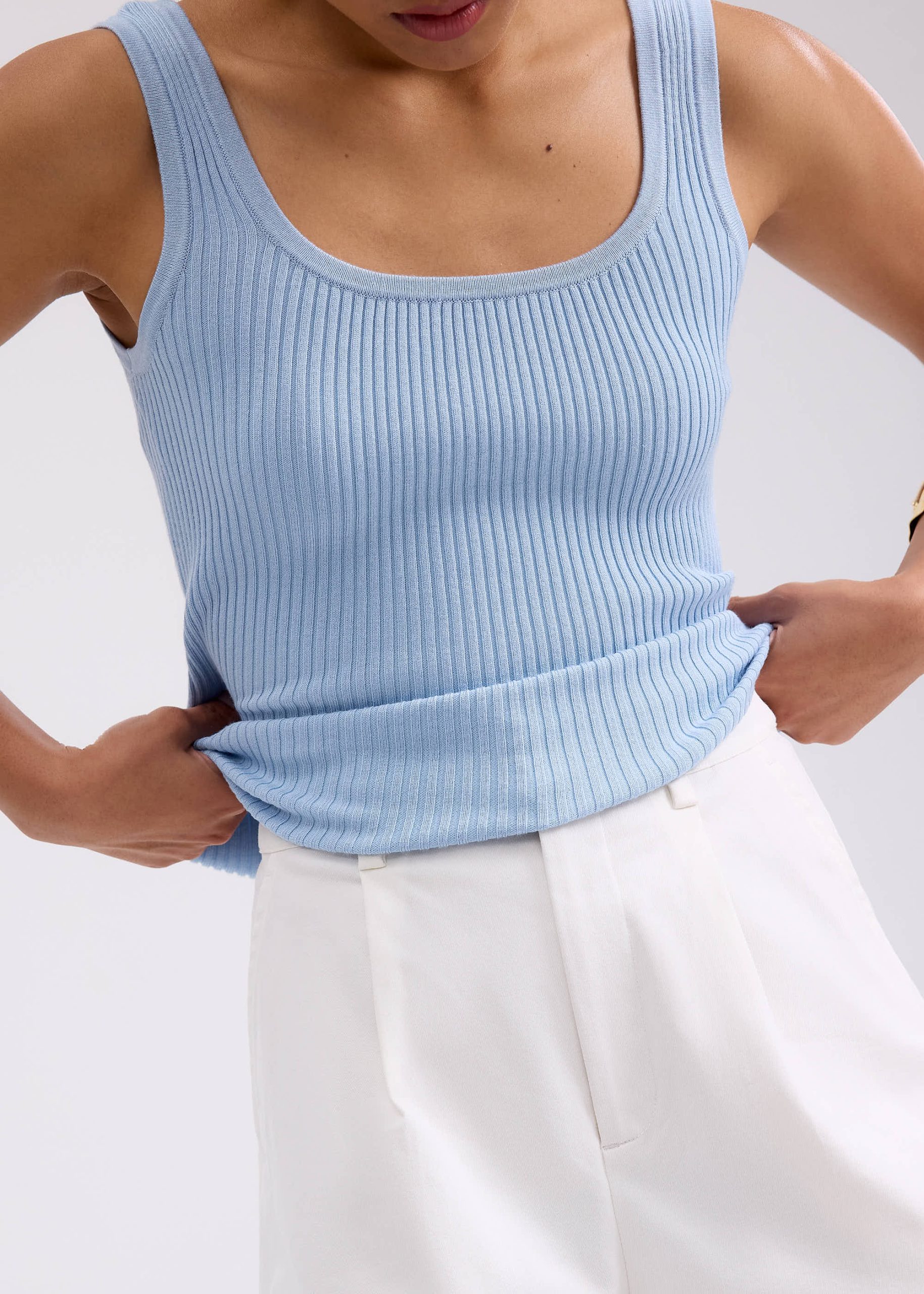 Katya Ribbed Knit Square Neck Tank Top - Image 8