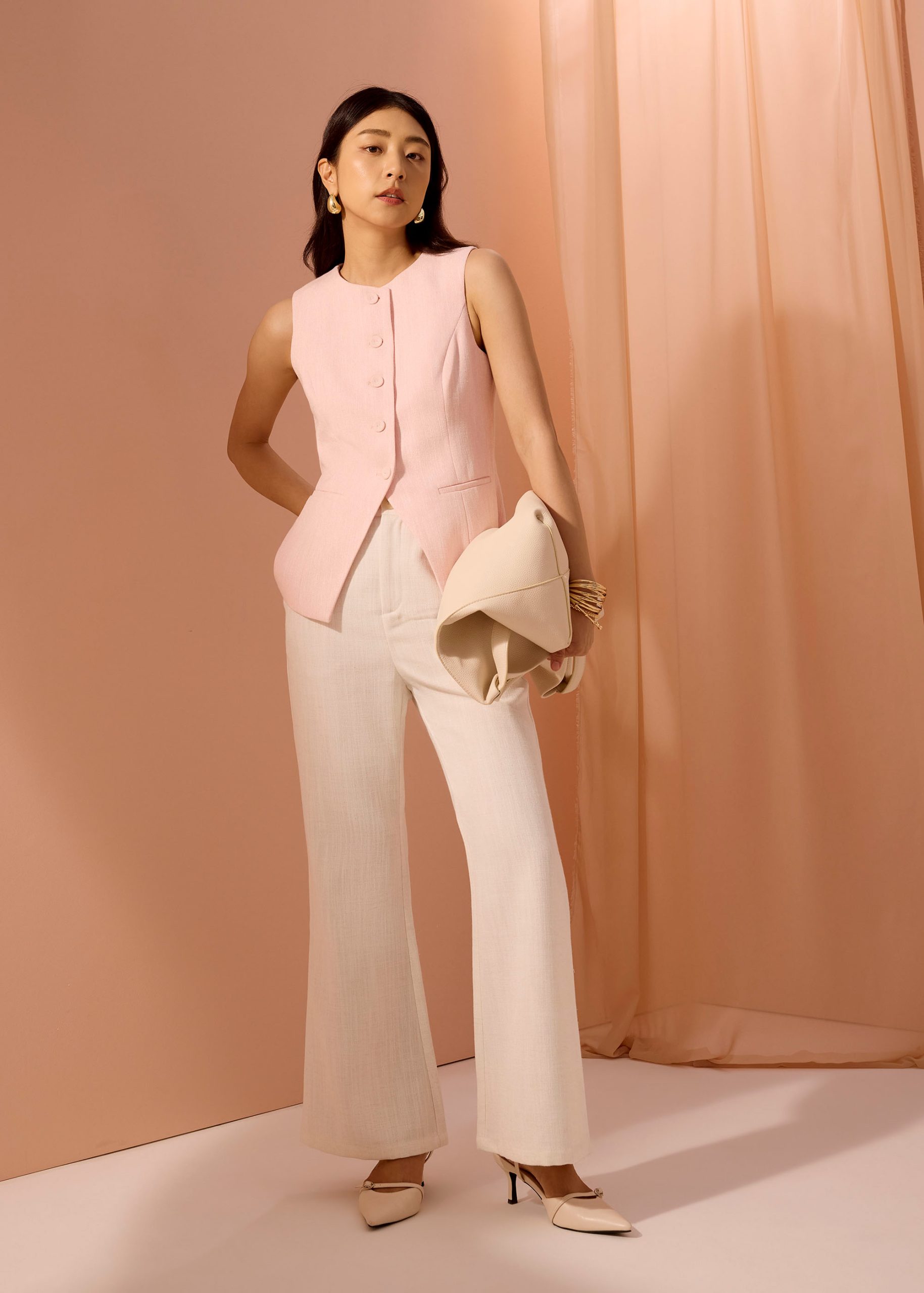 Padma Textured Round Neck Long Vest Top - Image 23