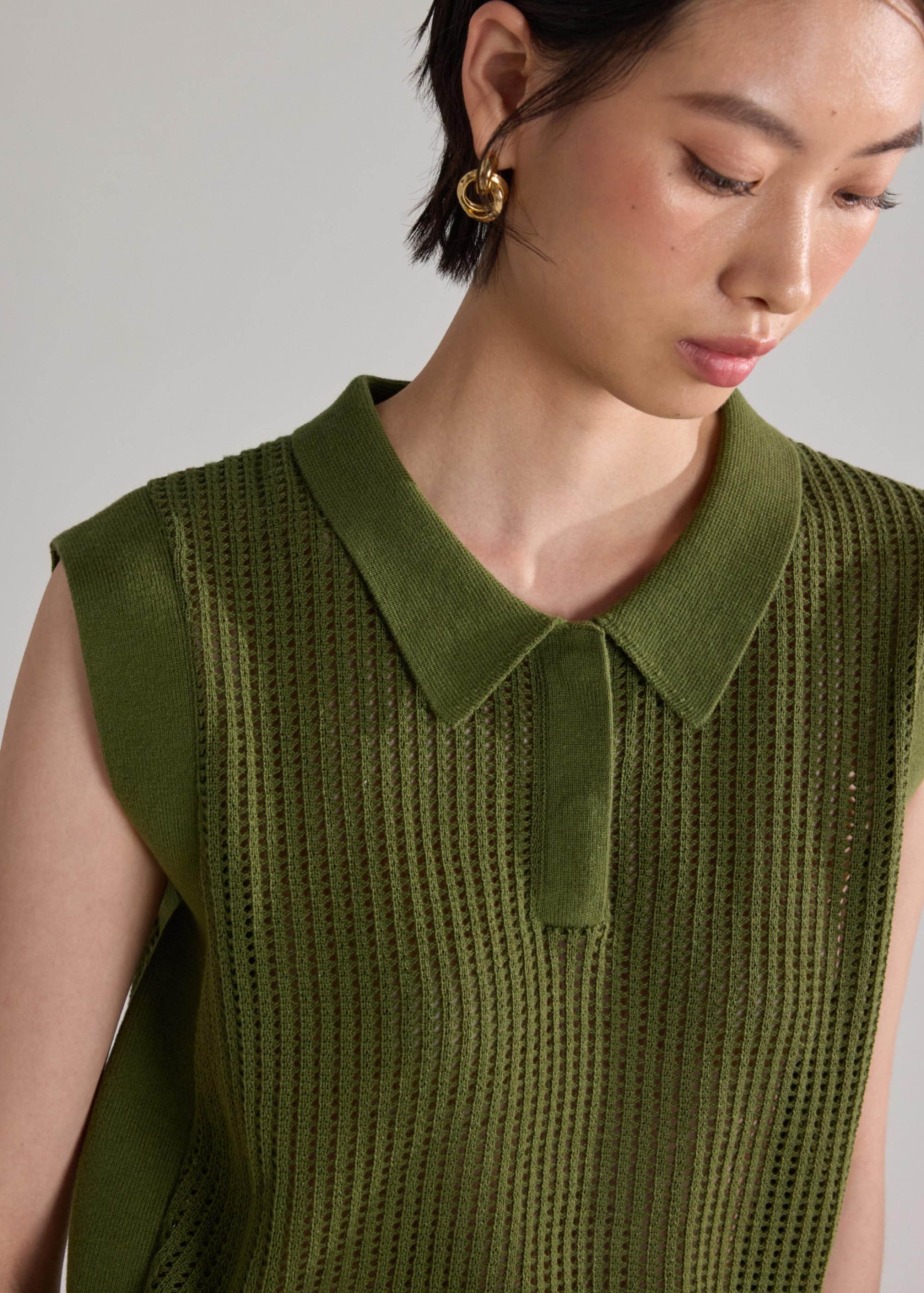 Open Knit Polo Top - Image 13