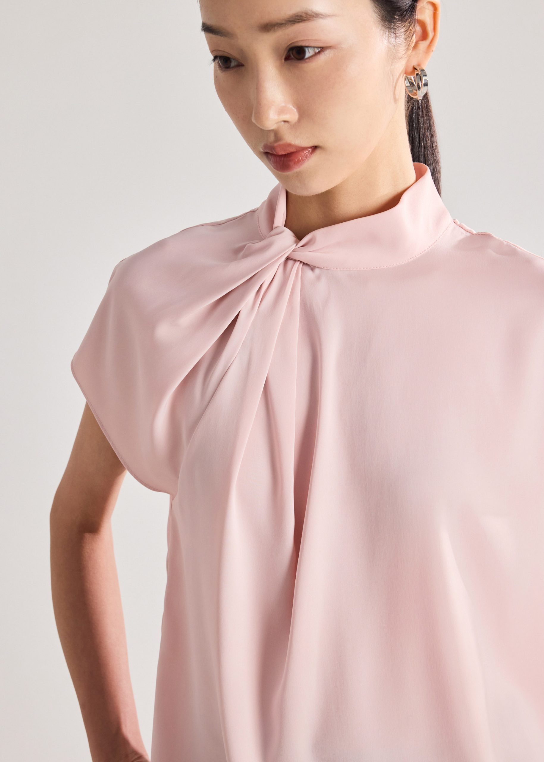 Satin Drape Collared Blouse - Image 14