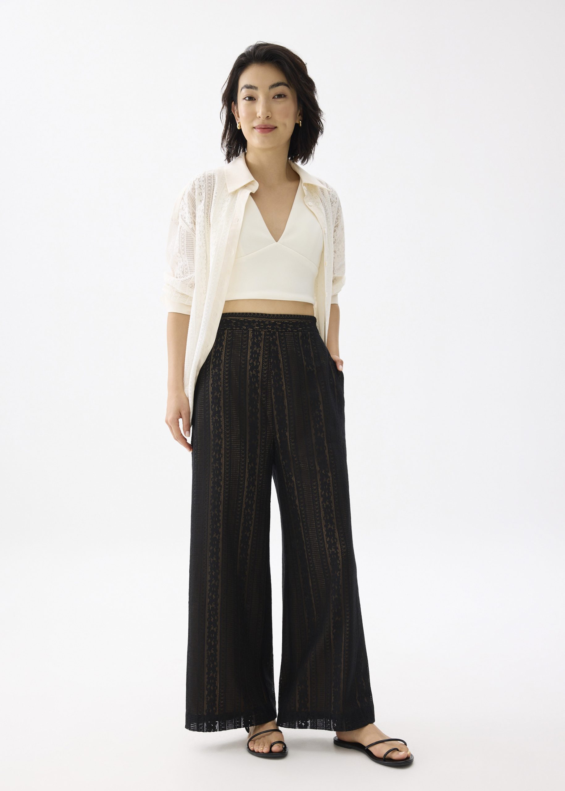 Elastic Lace Wide Leg Pants - Image 4