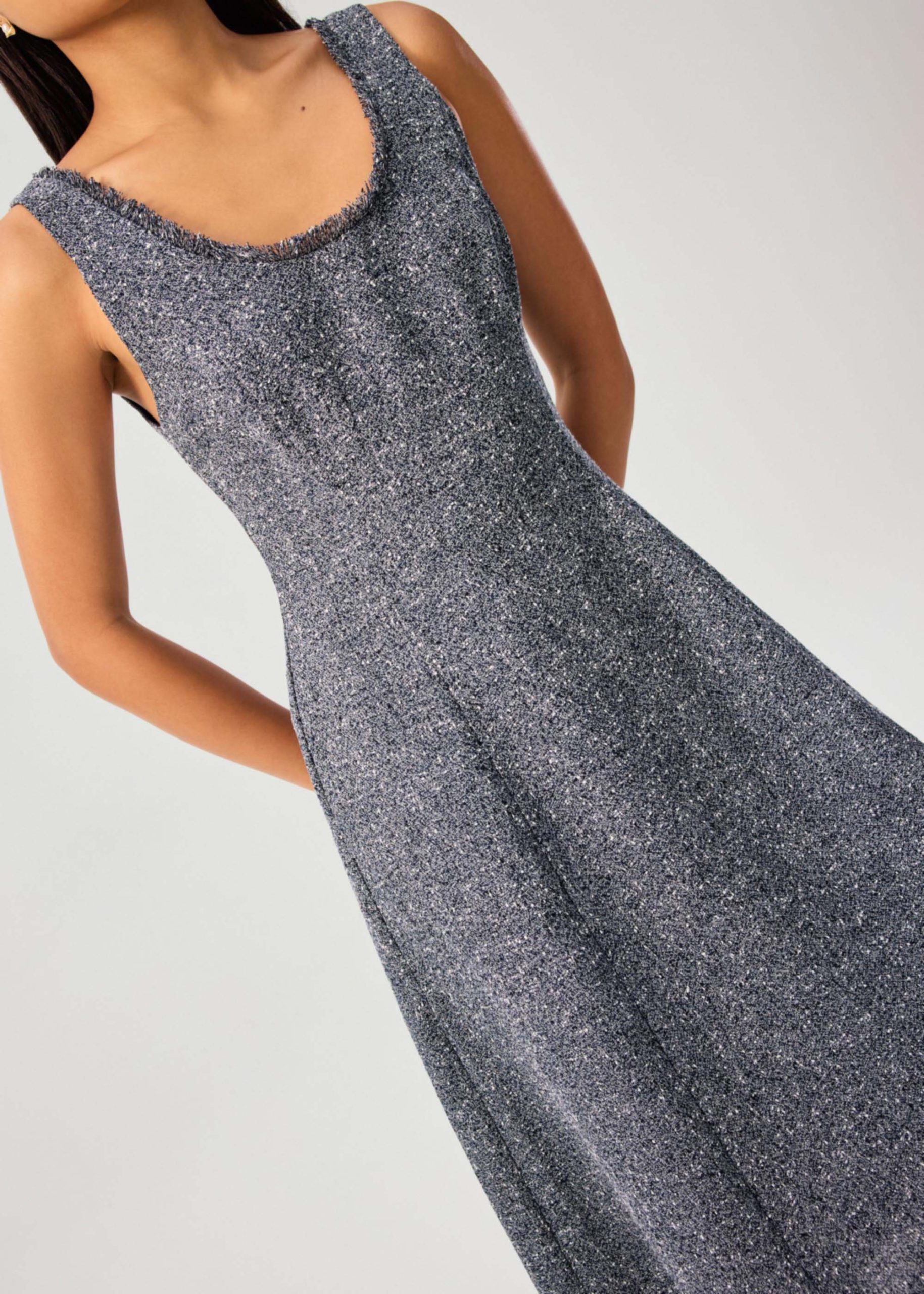 Nina Tweed Scoop Neck Fit & Flare Midaxi Dress - Image 6
