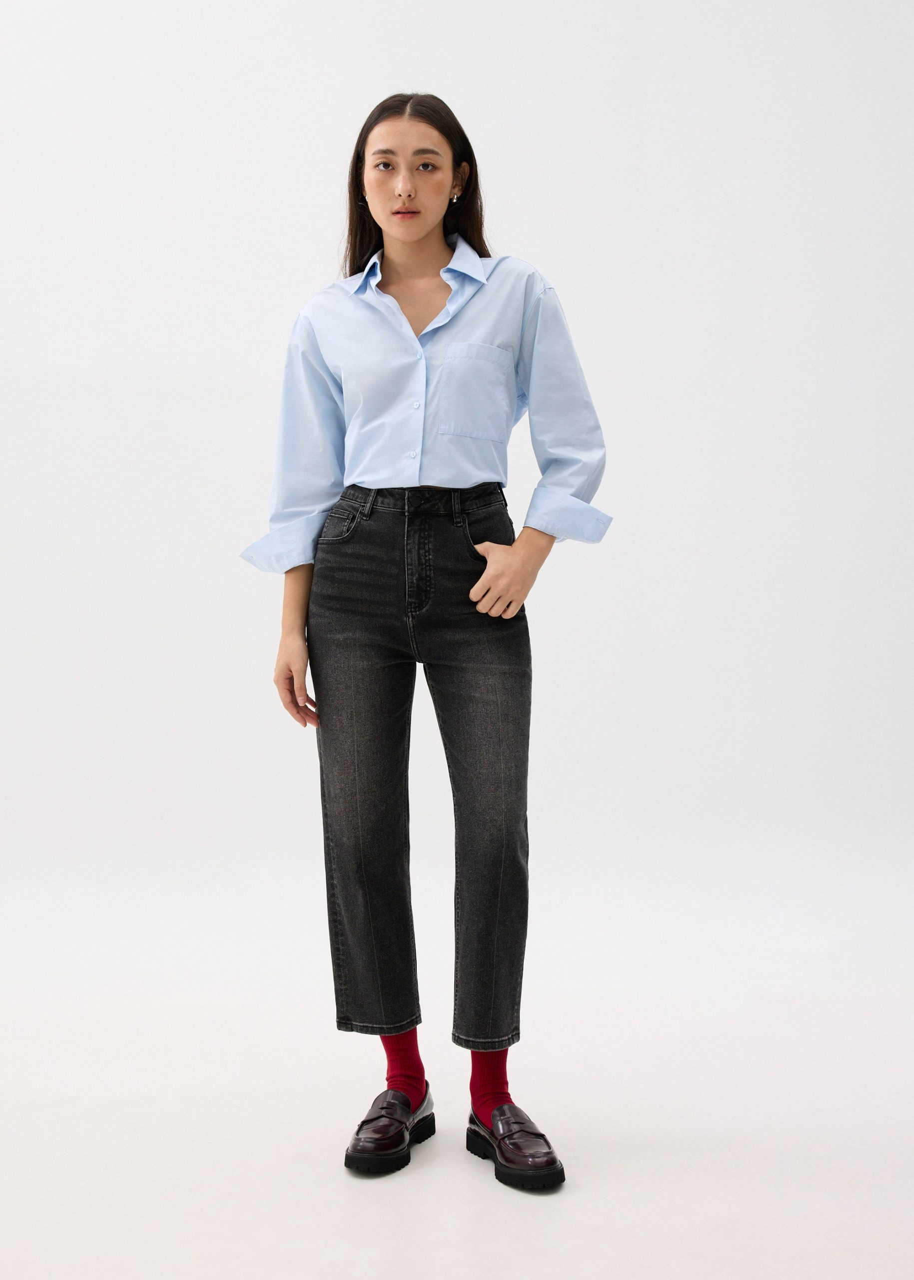 Denim Ankle Length Straight Leg Jeans - Image 5