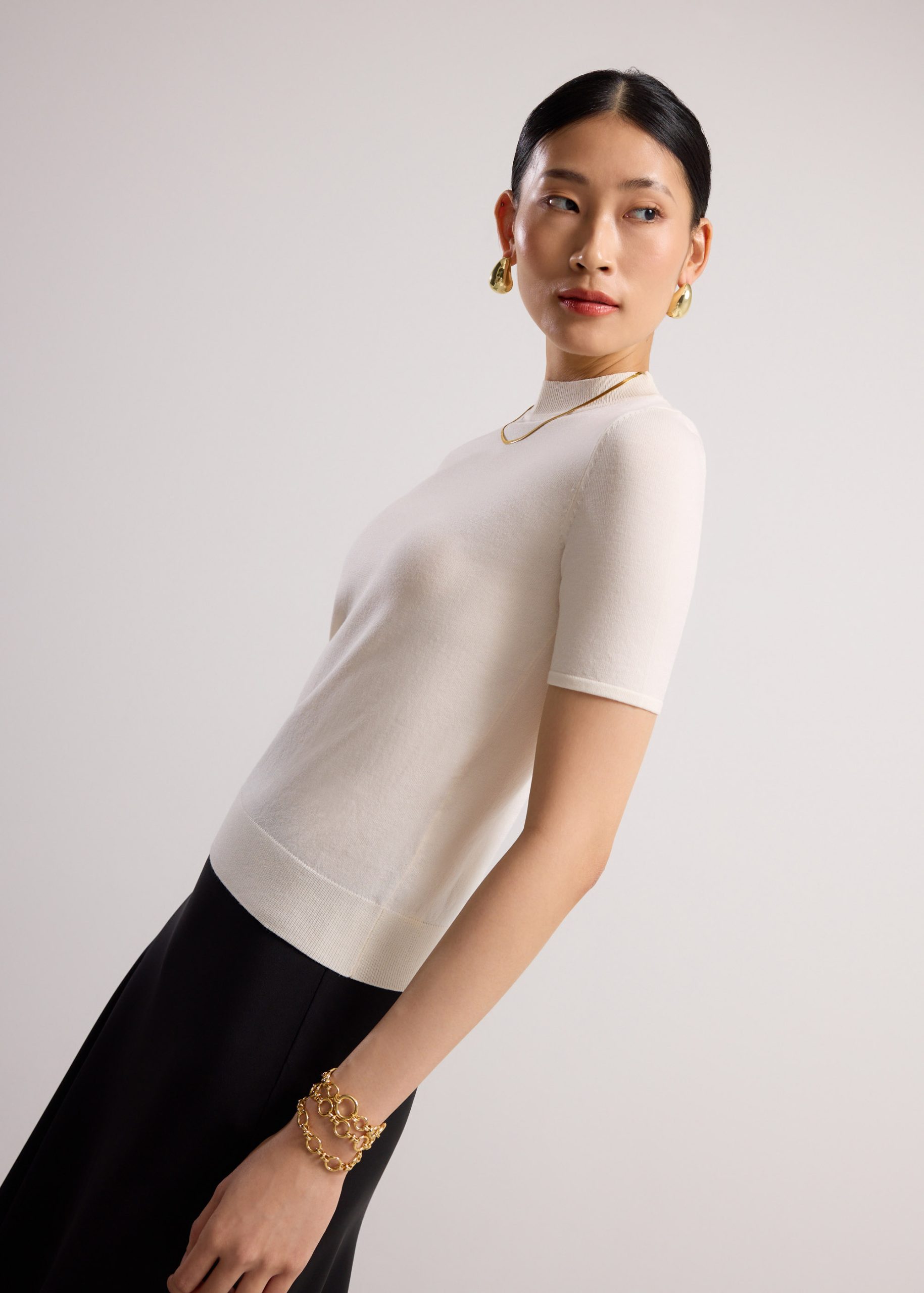 Noorie Lyocell Mock Neck Fitted Top - Image 9