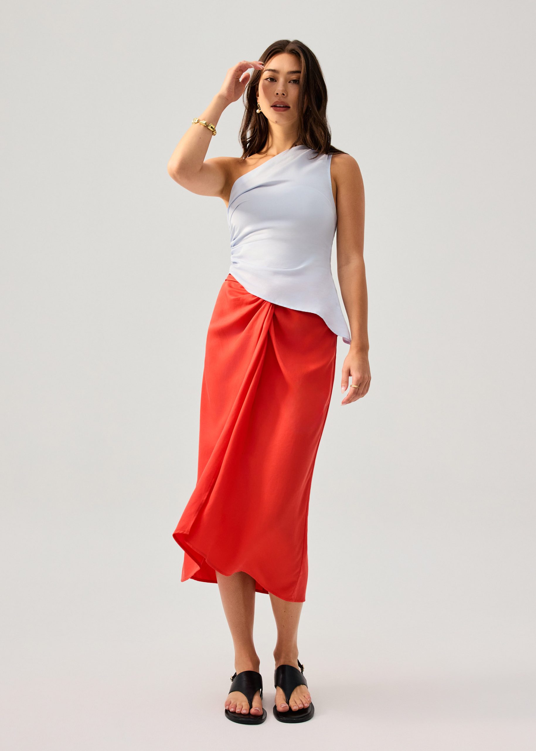 Lyocell Front Twist Column Midaxi Skirt - Image 2