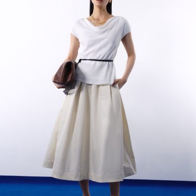 Nycha Taffeta Pleated Flare Midaxi Skirt