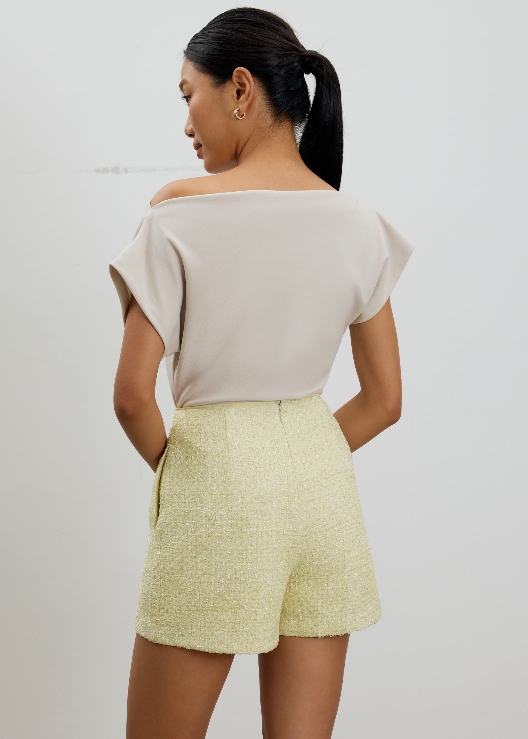 Fumiko Ribbon Tweed High Waist Shorts - Image 21