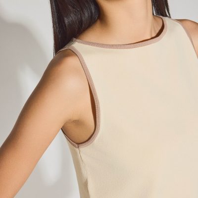 Nikki Relaxed Contrast Knit Boat Neck Tank Top