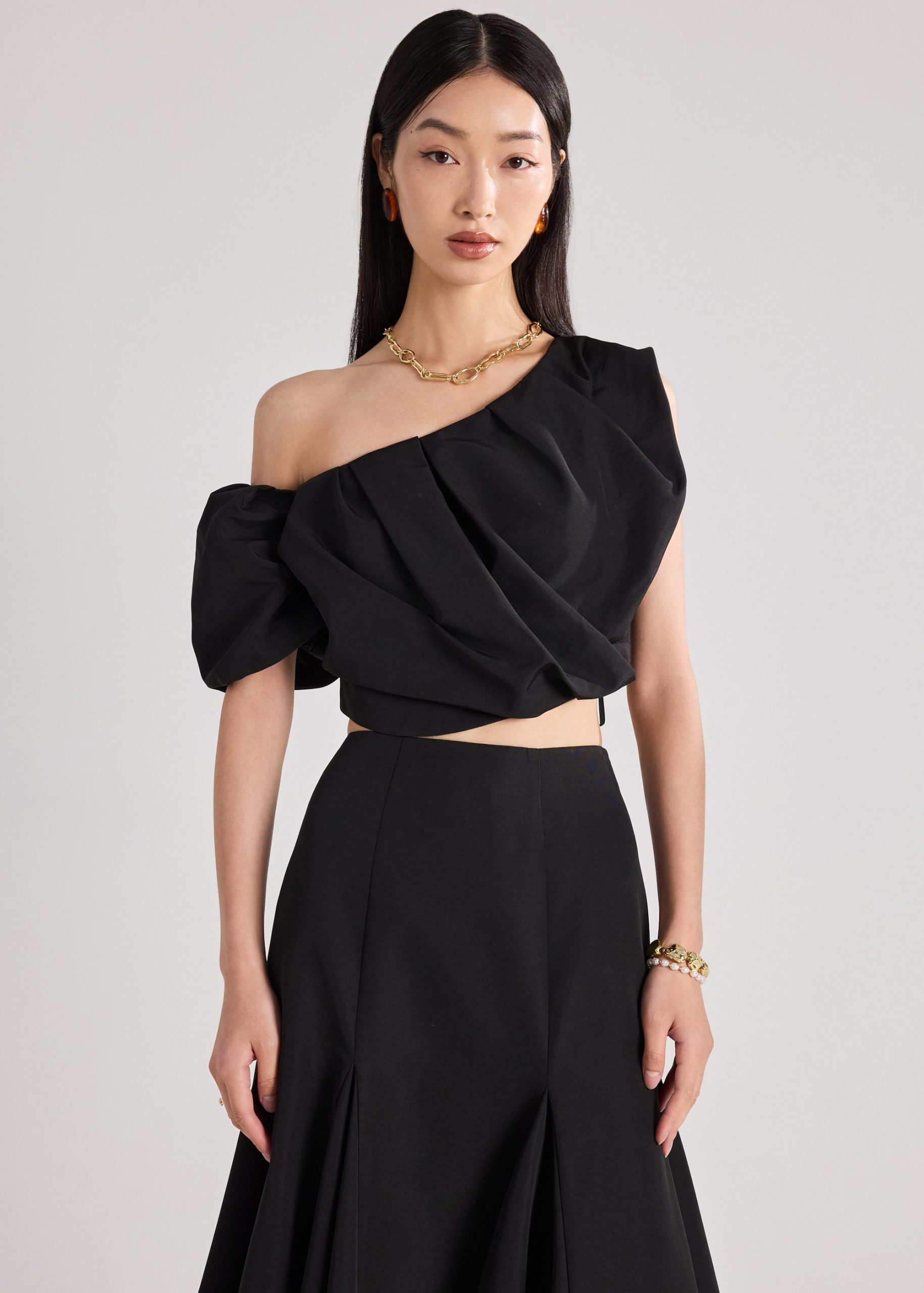 Taffeta Asymmetric Crop Top - Image 2