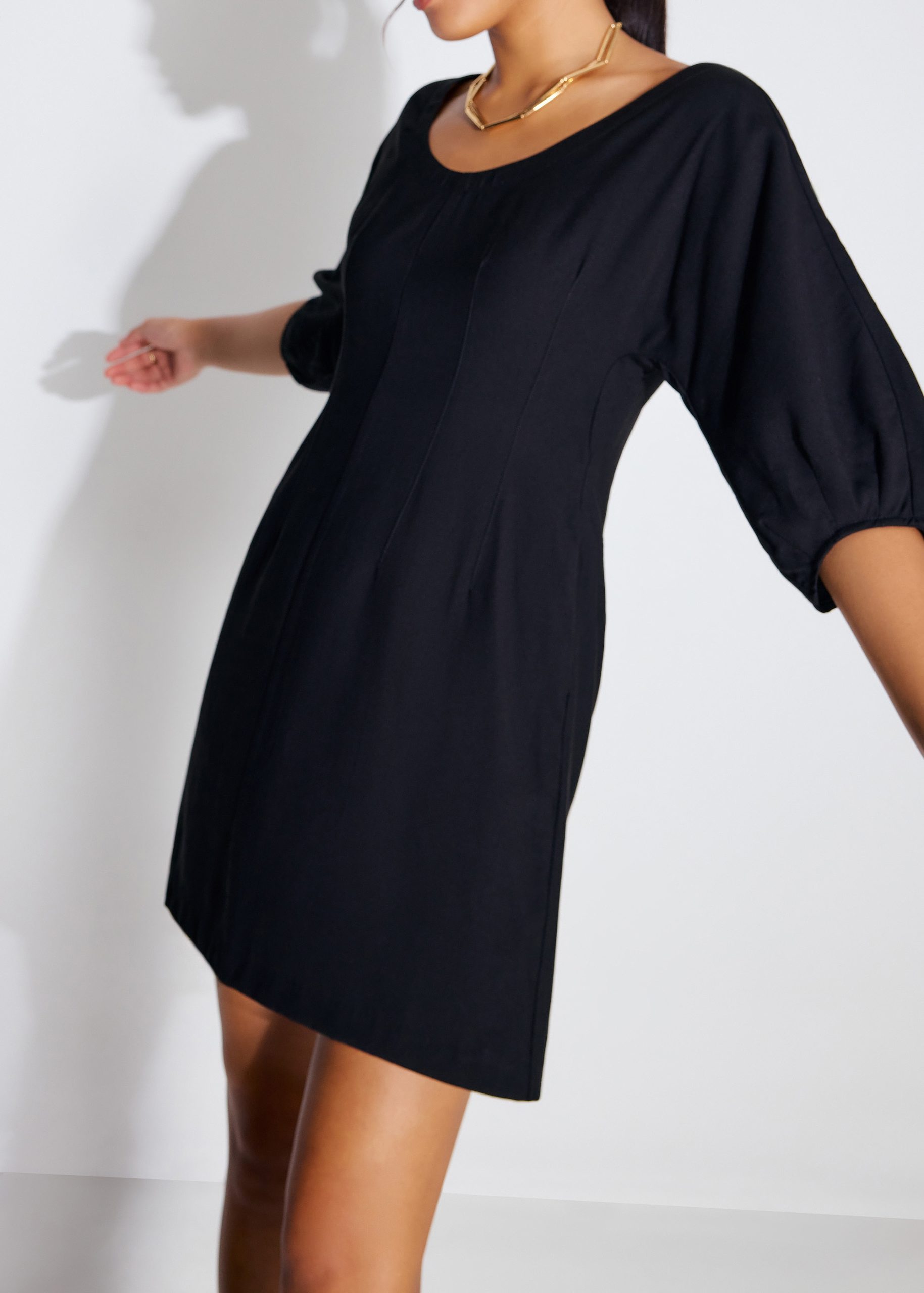 Scoop Neck Puff Sleeve A-Line Mini Dress - Image 4
