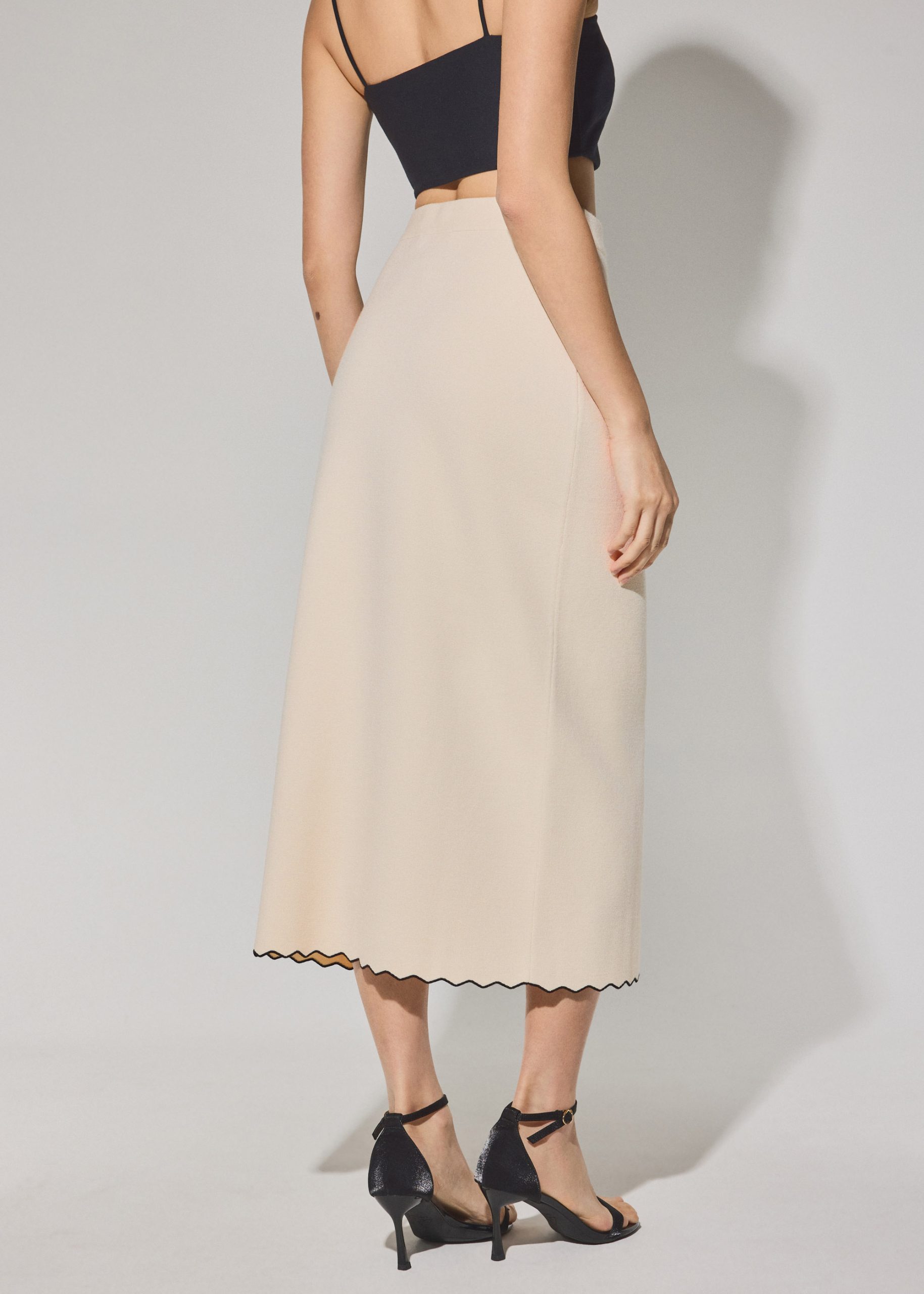 Knit Scallop Edge Column Midi Skirt - Image 5