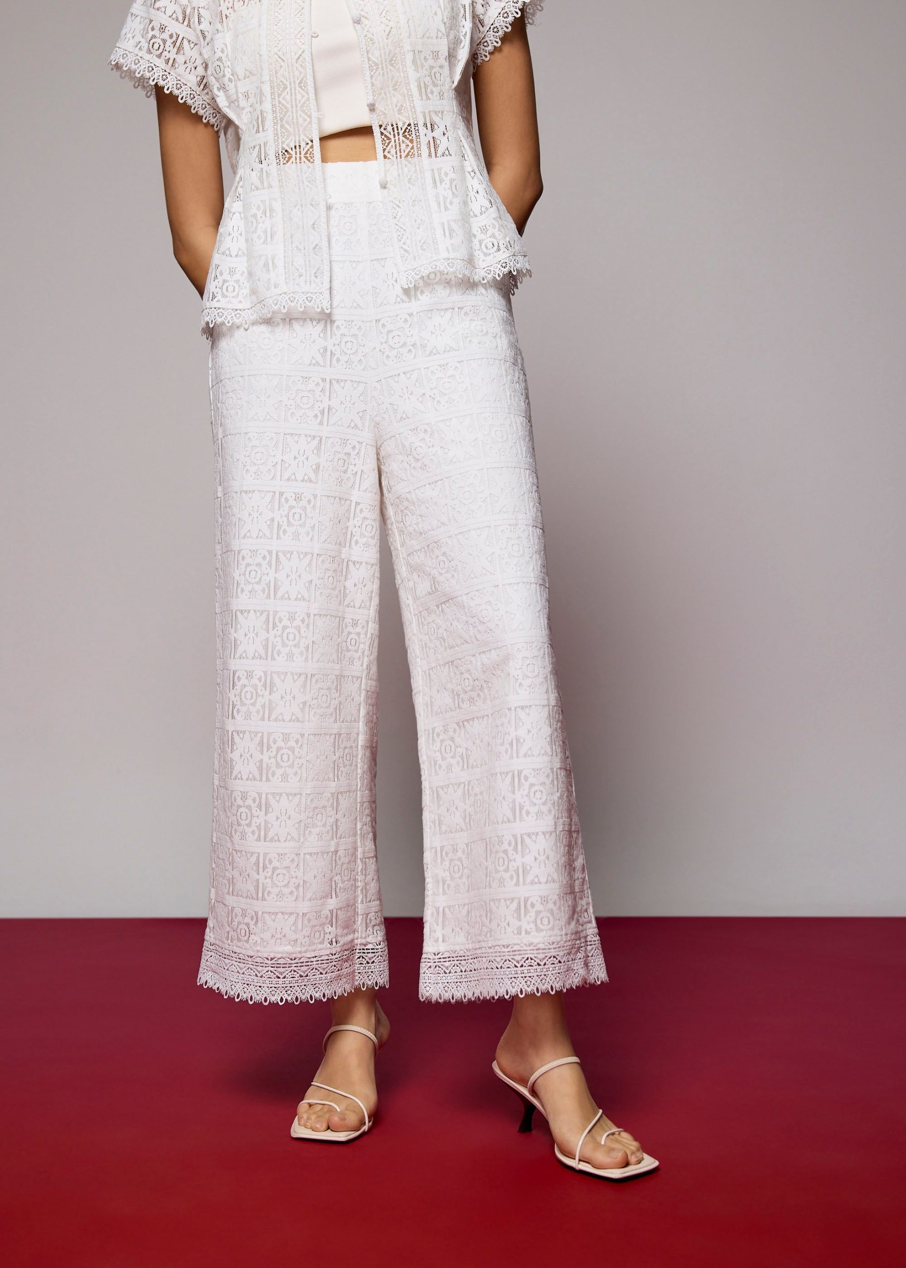 Lace High Waist Wide Leg Culottes - Image 8