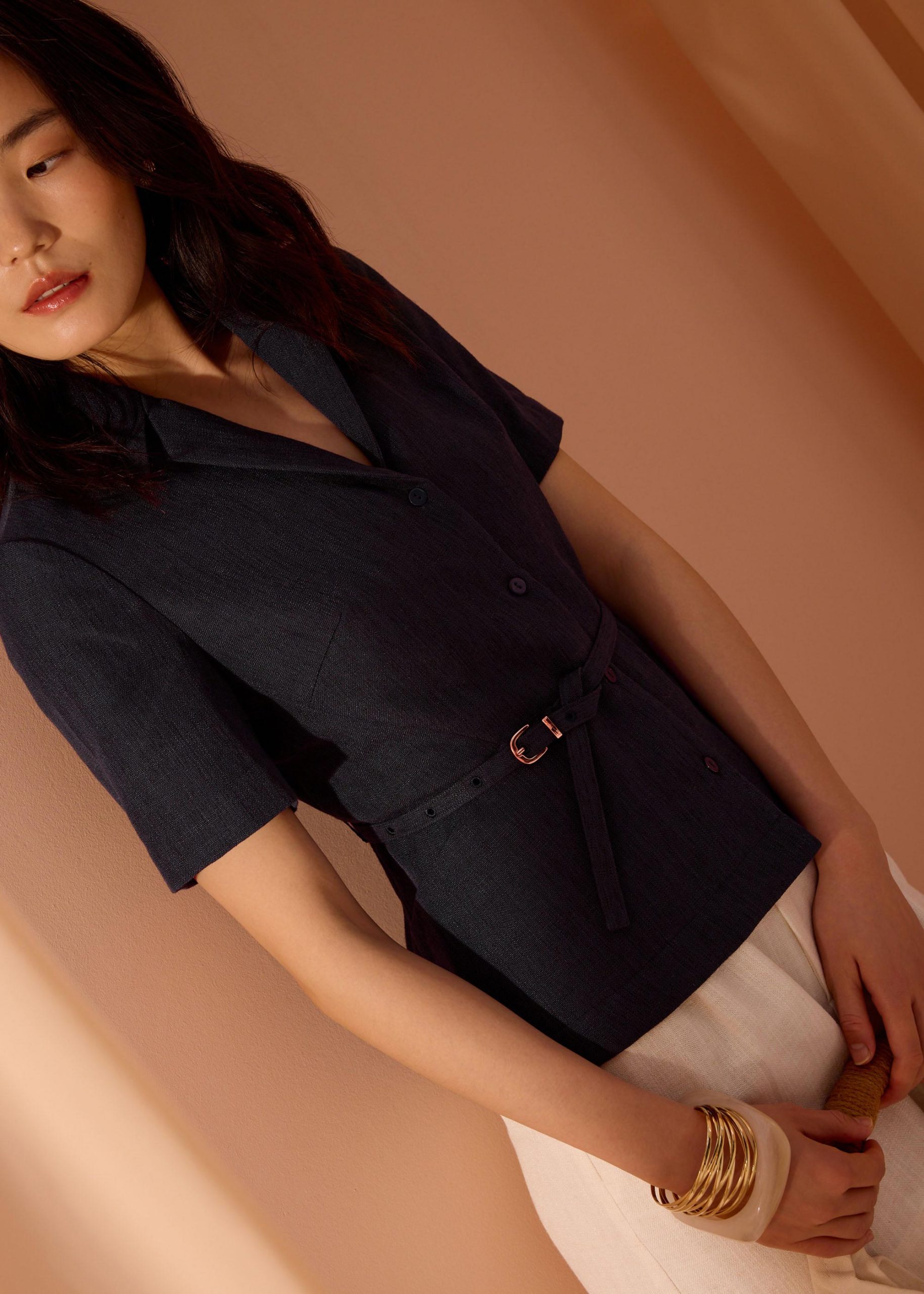 Ling Textured Belted Blazer Top - Image 6