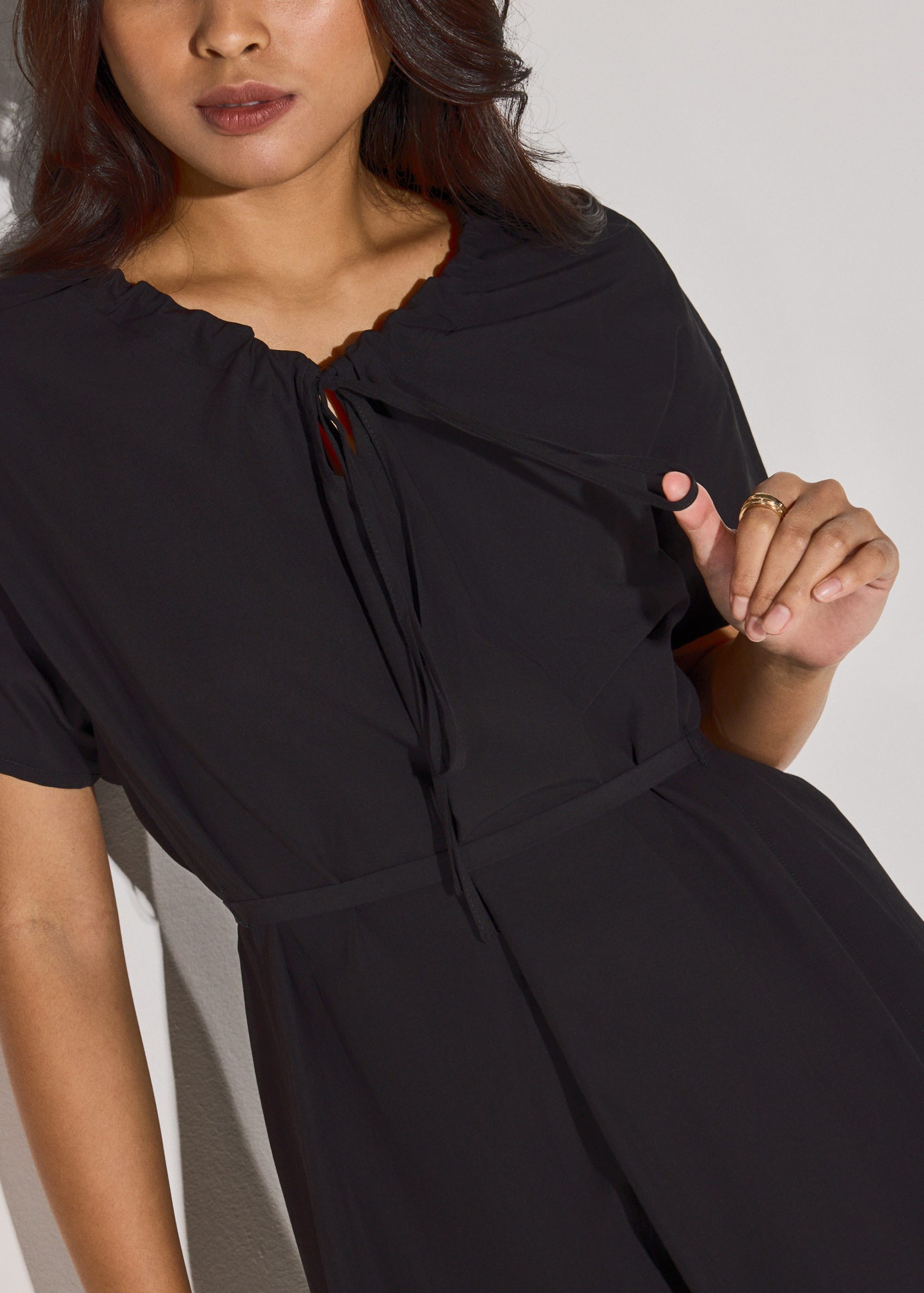 Multi-way Cotton Drawstring Cocoon Midaxi Dress - Image 3
