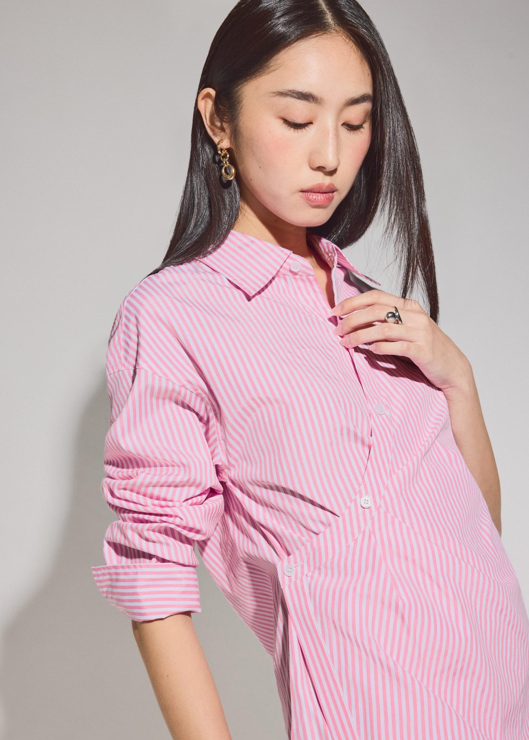 RuchedReady® Striped Cotton Collared A-line Mini Dress - Image 8